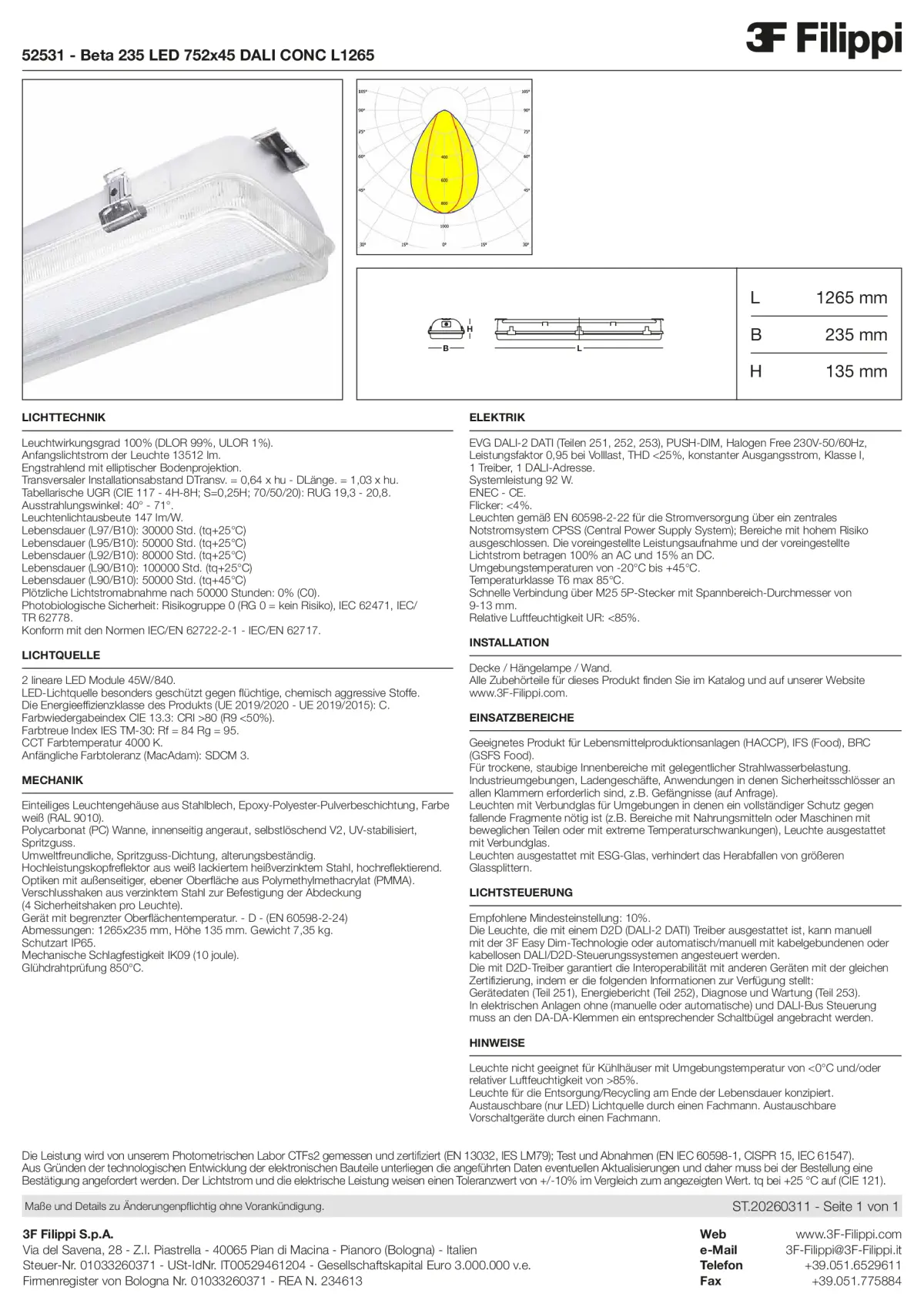 52531 - Beta 235 LED 752x45 DALI CONC L1265 - Datasheet - de