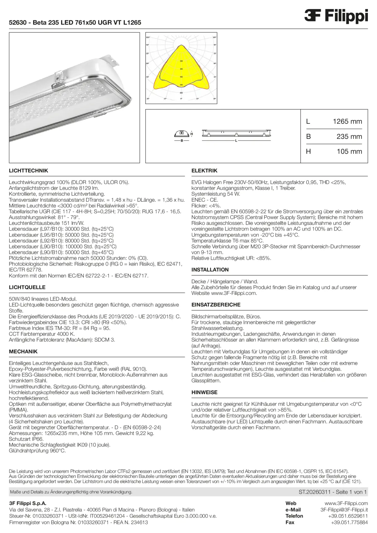 52630 - Beta 235 LED 761x50 UGR VT L1265 - Datasheet - de