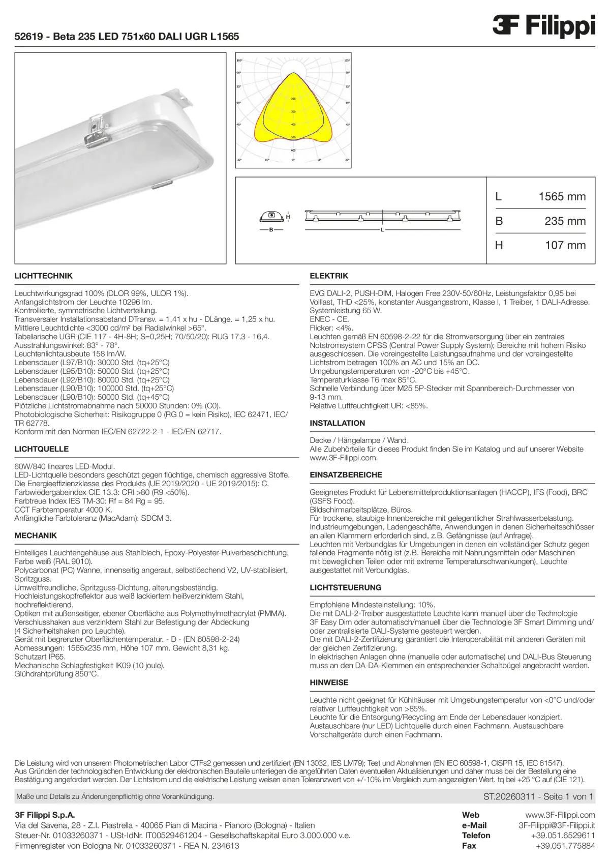 52619 - Beta 235 LED 751x60 DALI UGR L1565 - Datasheet - de