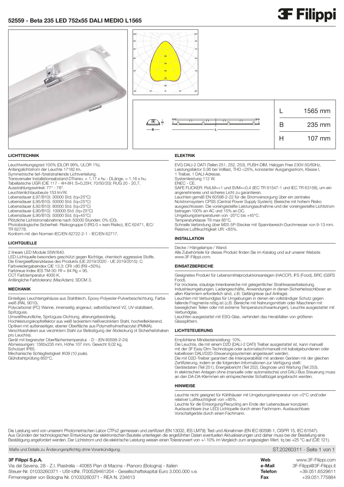 52559 - Beta 235 LED 752x55 DALI MEDIO L1565 - Datasheet - de