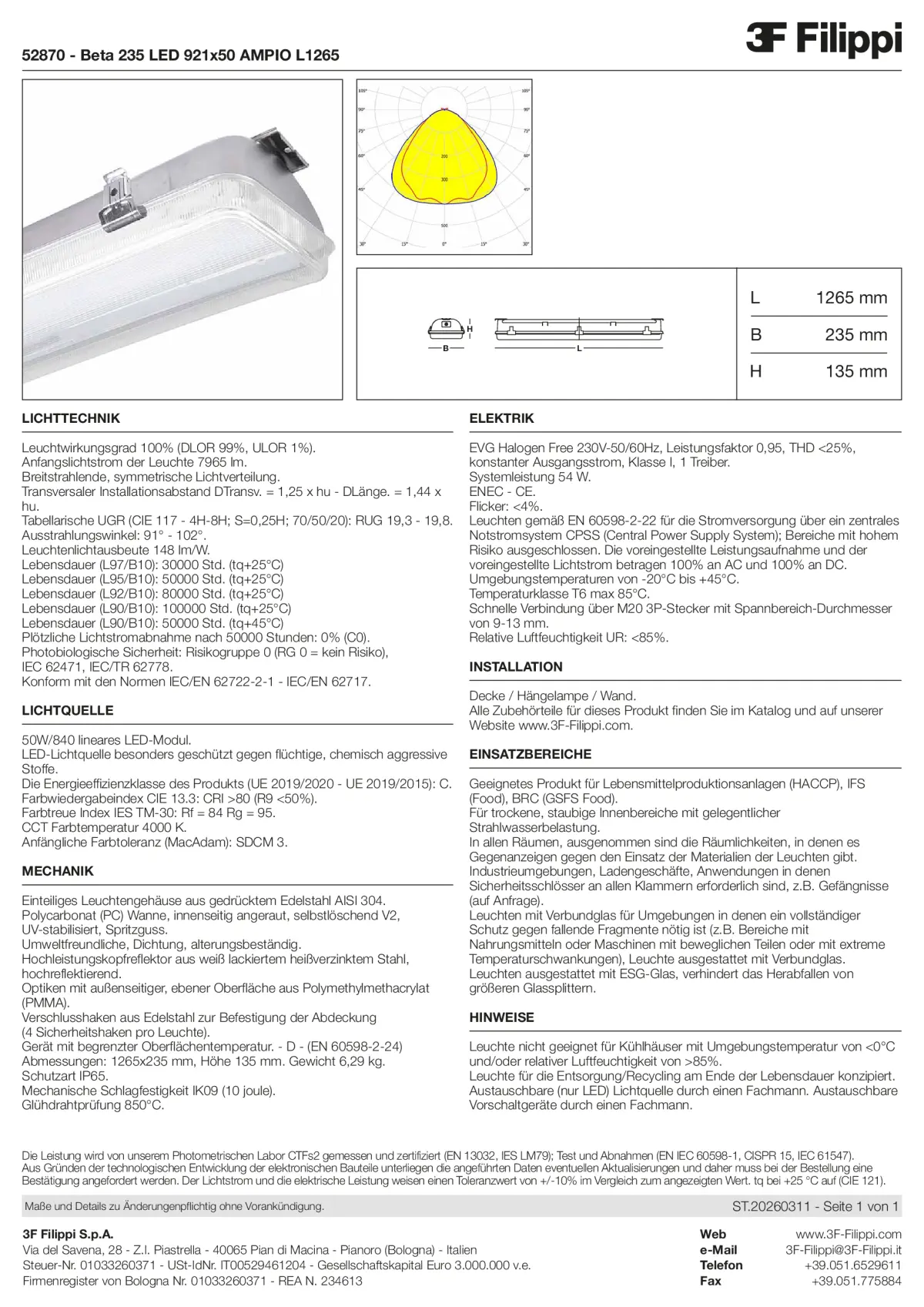 52870 - Beta 235 LED 921x50 AMPIO L1265 - Datasheet - de