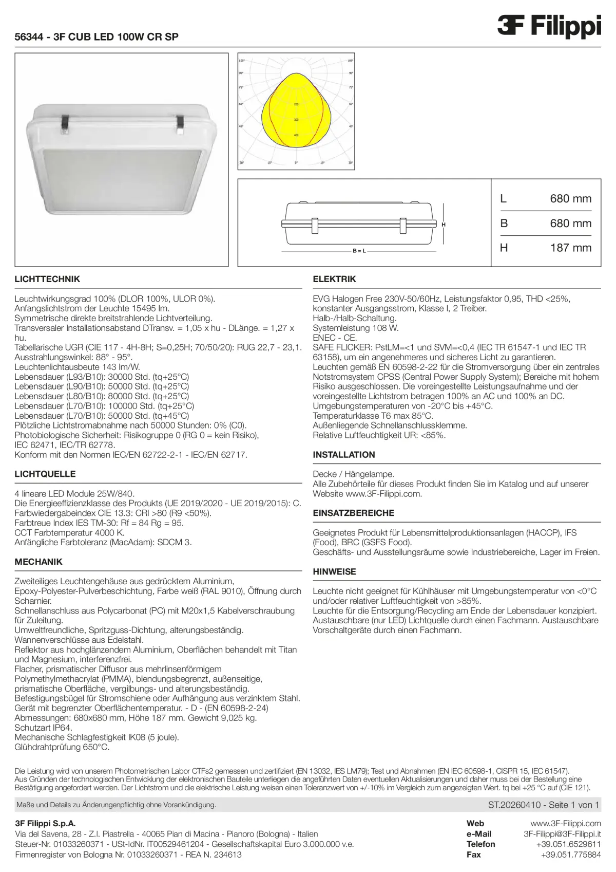 56344 - 3F CUB LED 100W CR SP - Datasheet - de