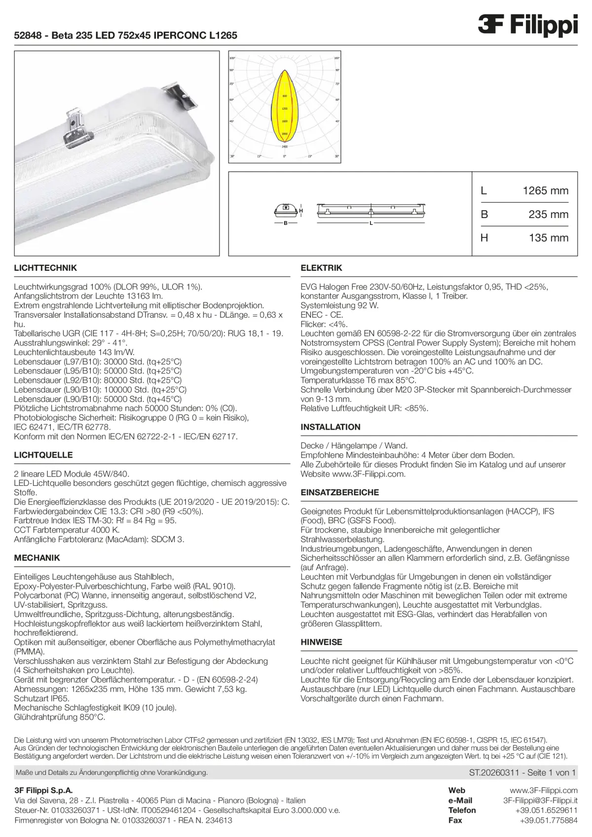 52848 - Beta 235 LED 752x45 IPERCONC L1265 - Datasheet - de
