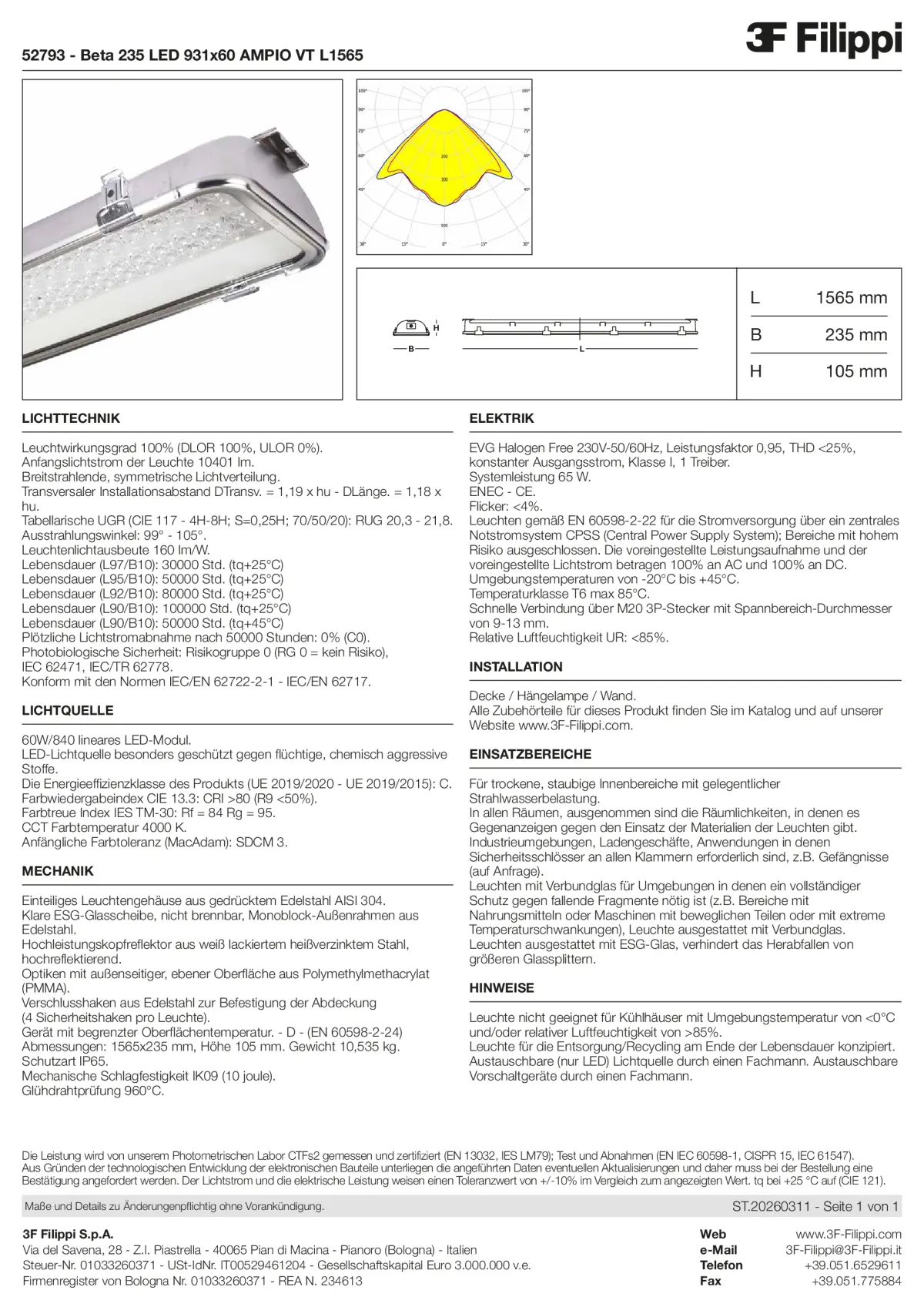 52793 - Beta 235 LED 931x60 AMPIO VT L1565 - Datasheet - de