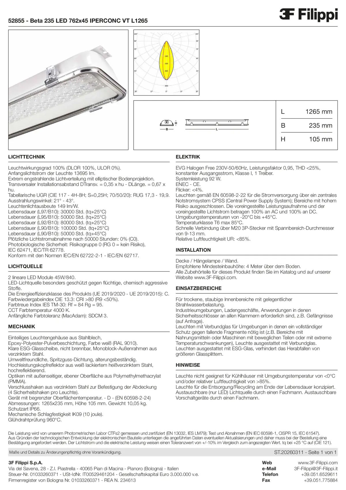 52855 - Beta 235 LED 762x45 IPERCONC VT L1265 - Datasheet - de