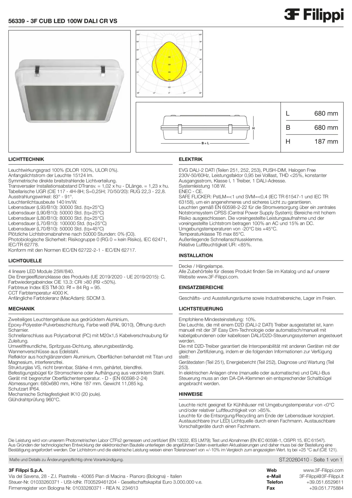 56339 - 3F CUB LED 100W DALI CR VS - Datasheet - de