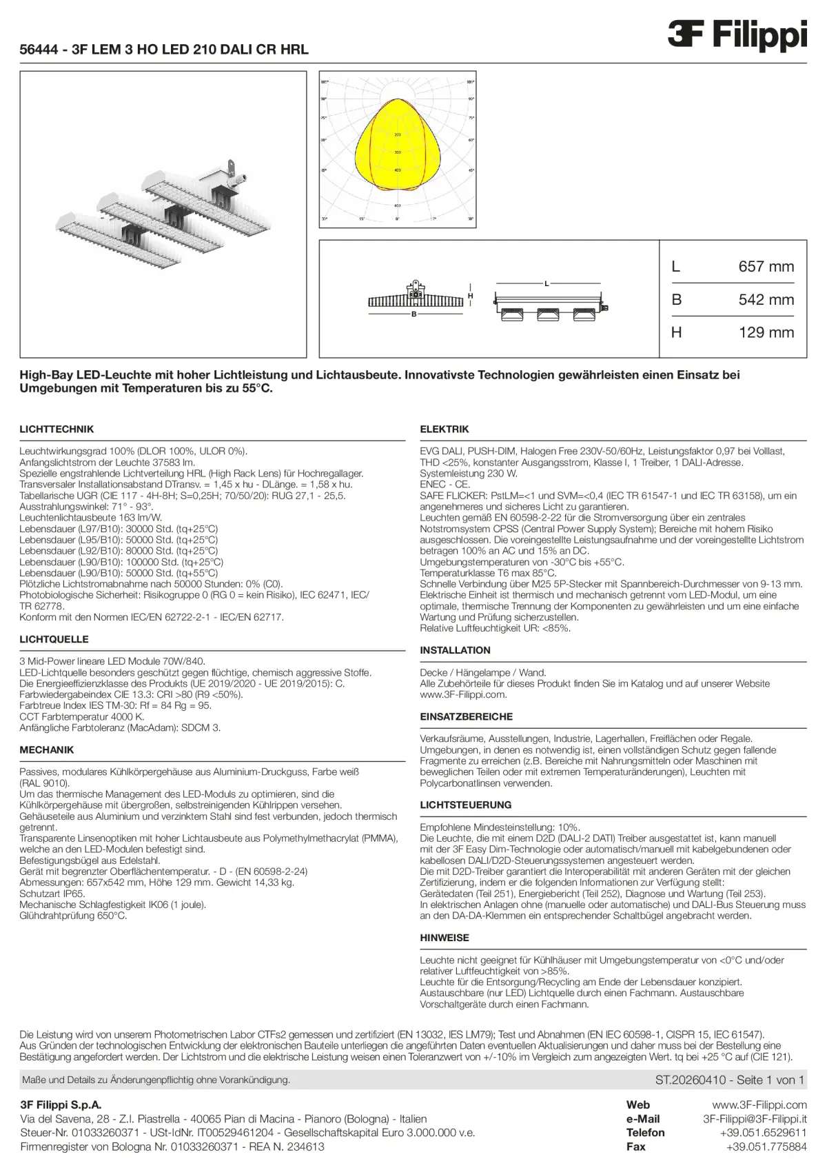 56444 - 3F LEM 3 HO LED 210 DALI CR HRL - Datasheet - de