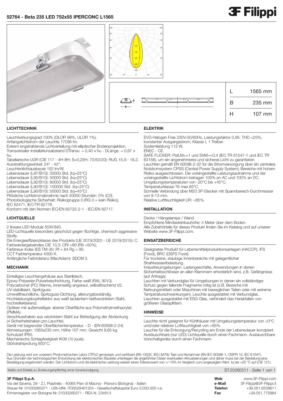 52764 - Beta 235 LED 752x55 IPERCONC L1565 - Datasheet - de
