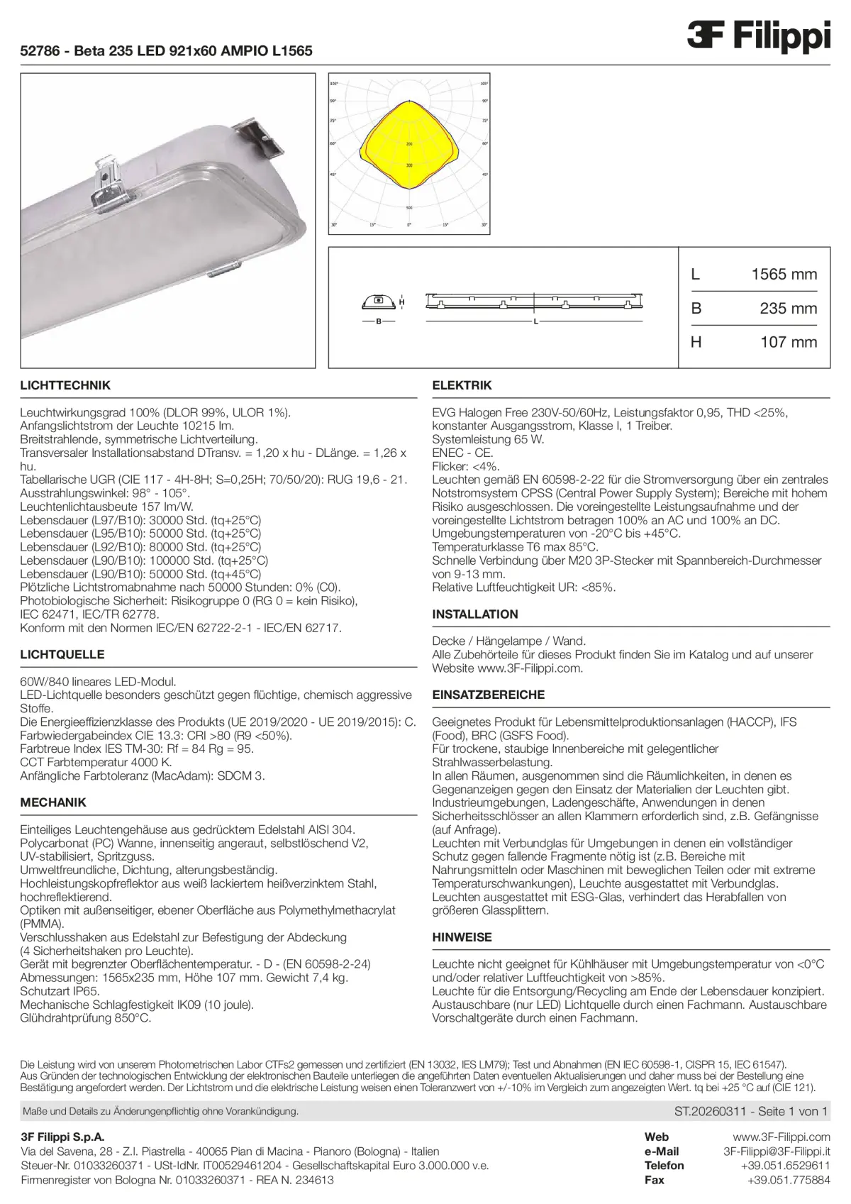 52786 - Beta 235 LED 921x60 AMPIO L1565 - Datasheet - de