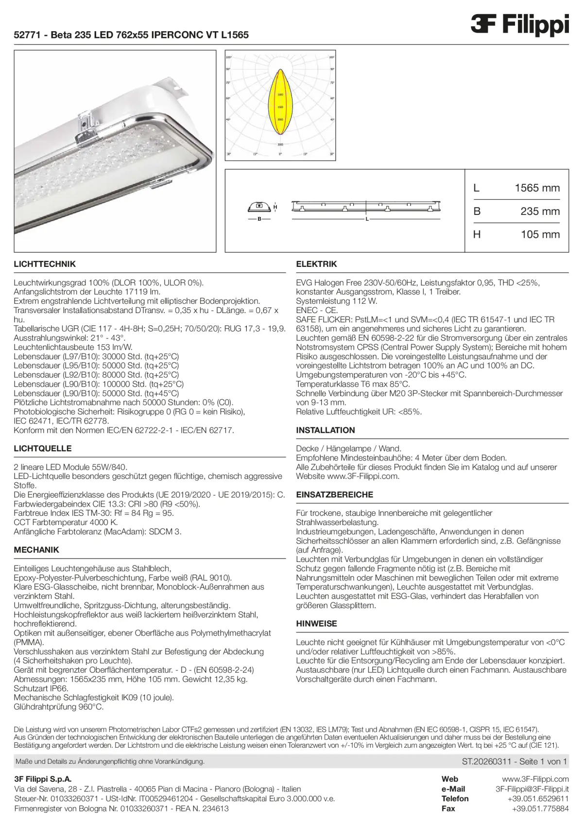 52771 - Beta 235 LED 762x55 IPERCONC VT L1565 - Datasheet - de
