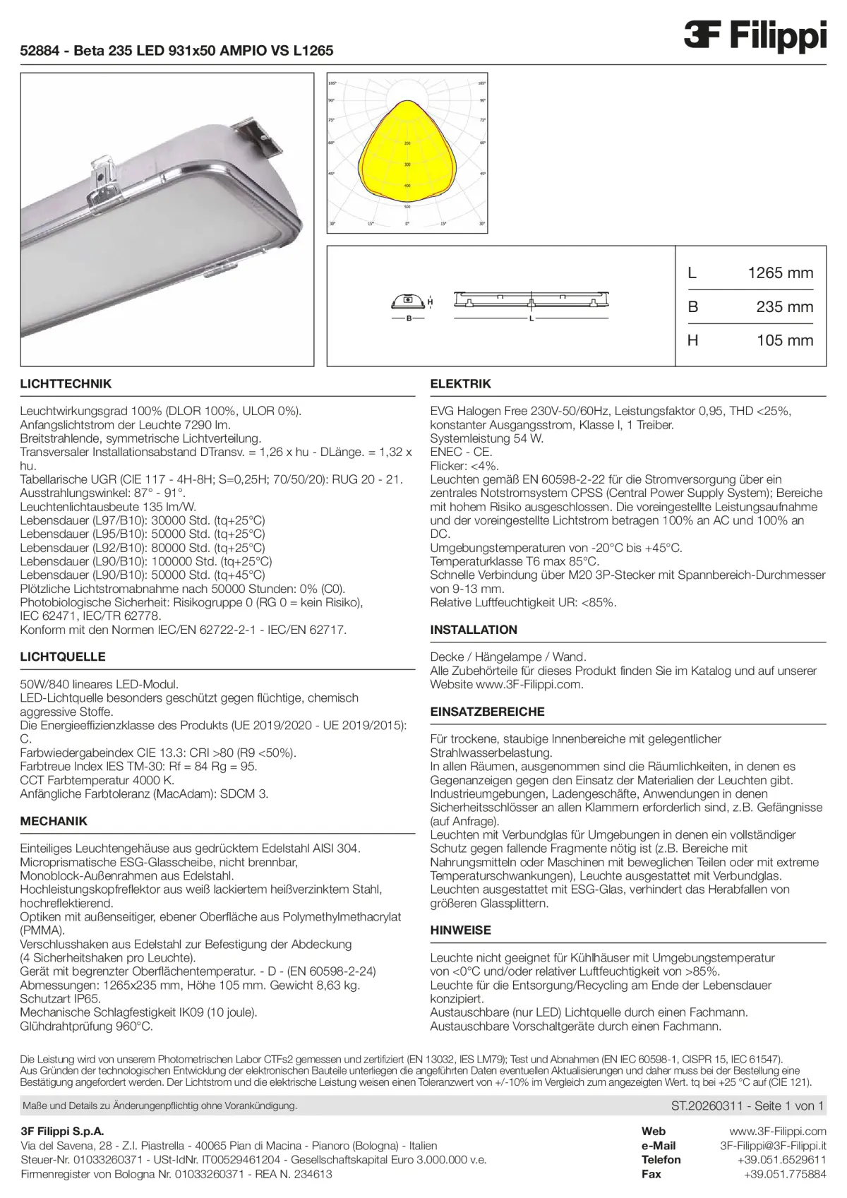 52884 - Beta 235 LED 931x50 AMPIO VS L1265 - Datasheet - de