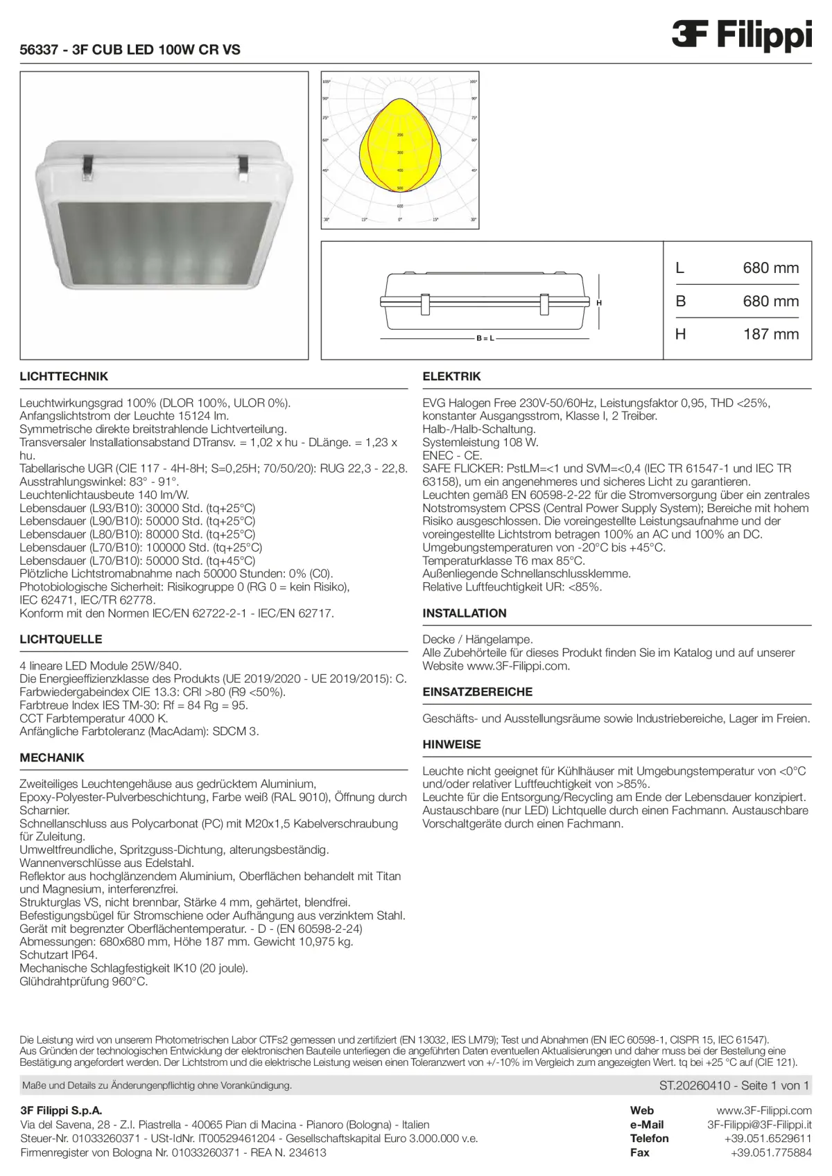 56337 - 3F CUB LED 100W CR VS - Datasheet - de