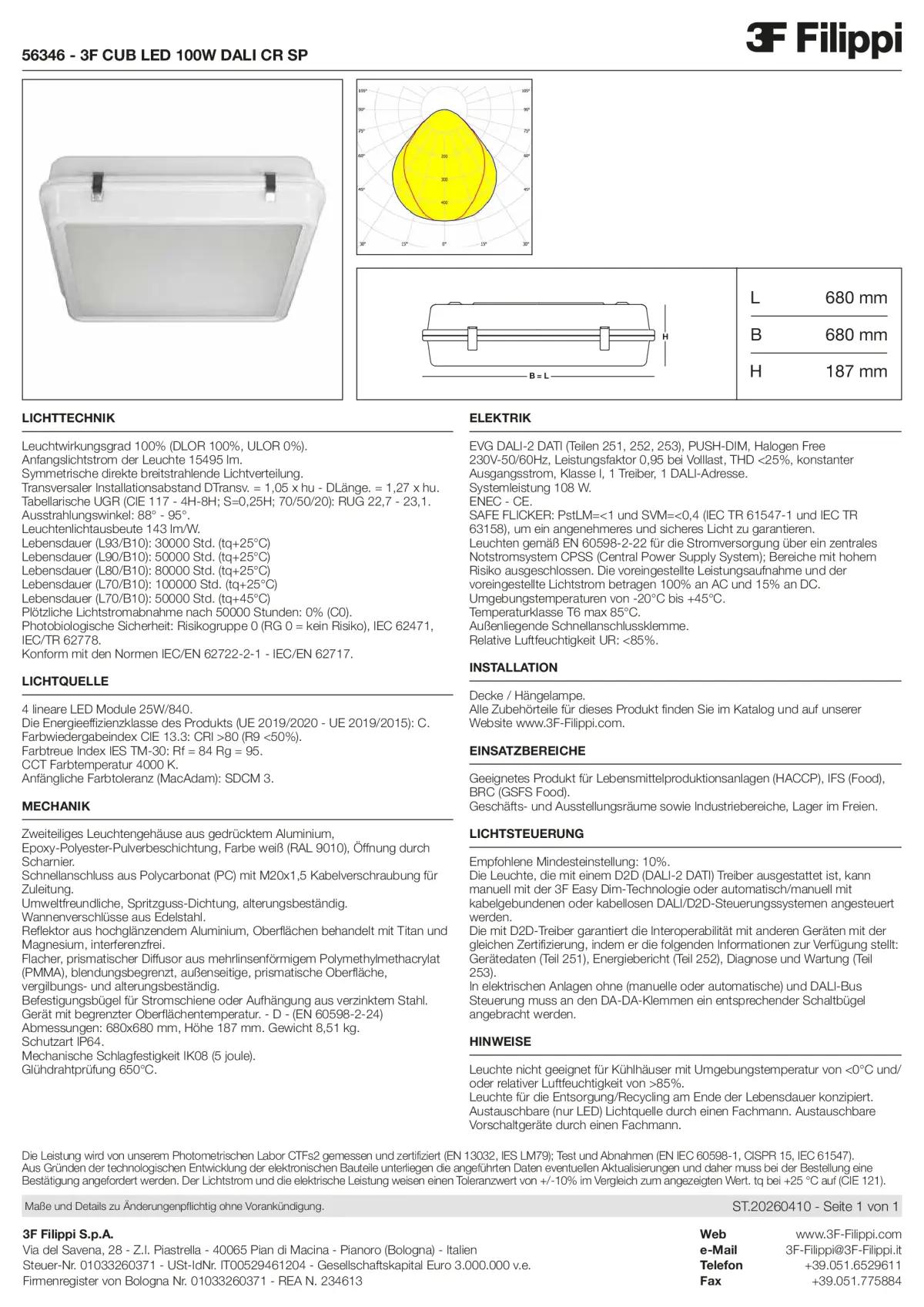 56346 - 3F CUB LED 100W DALI CR SP - Datasheet - de