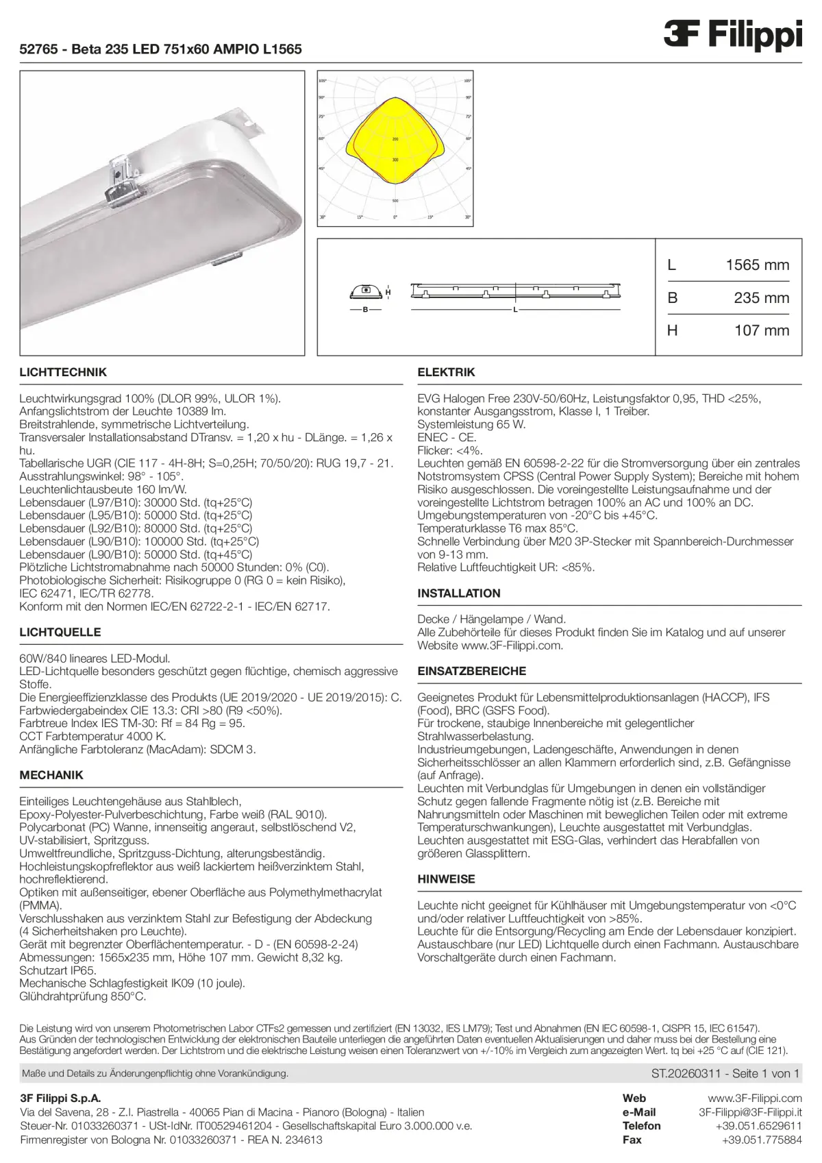 52765 - Beta 235 LED 751x60 AMPIO L1565 - Datasheet - de
