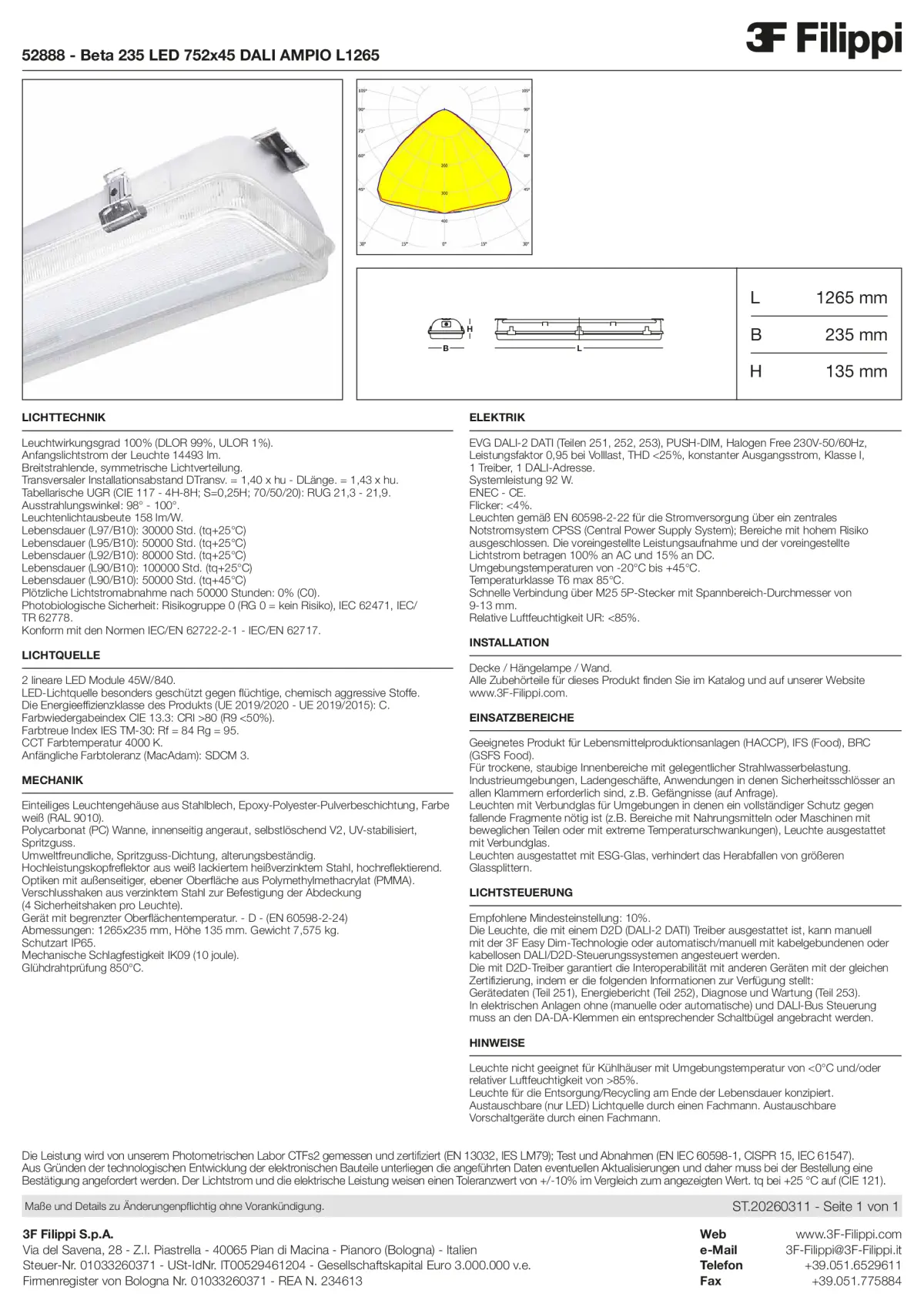 52888 - Beta 235 LED 752x45 DALI AMPIO L1265 - Datasheet - de