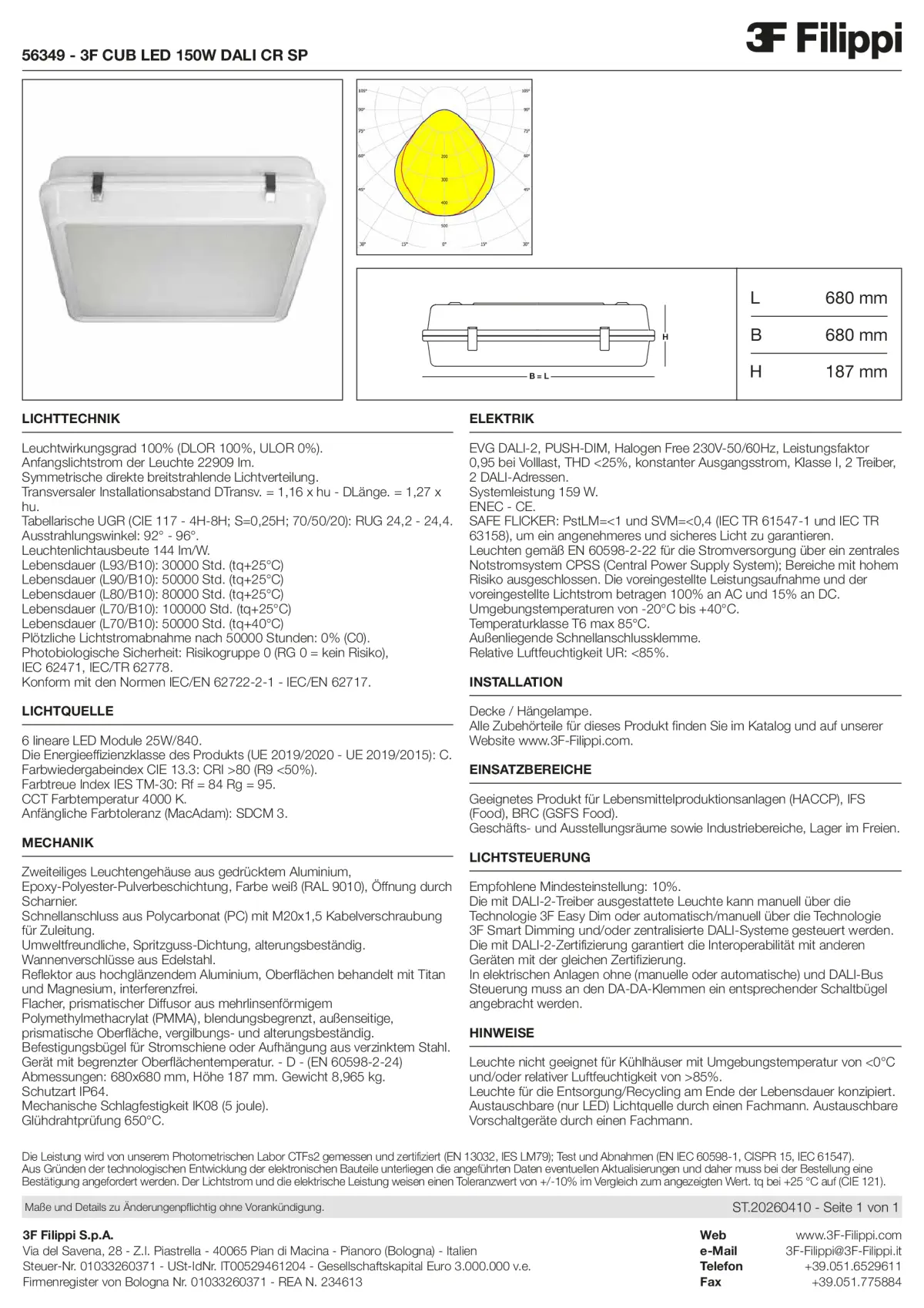56349 - 3F CUB LED 150W DALI CR SP - Datasheet - de