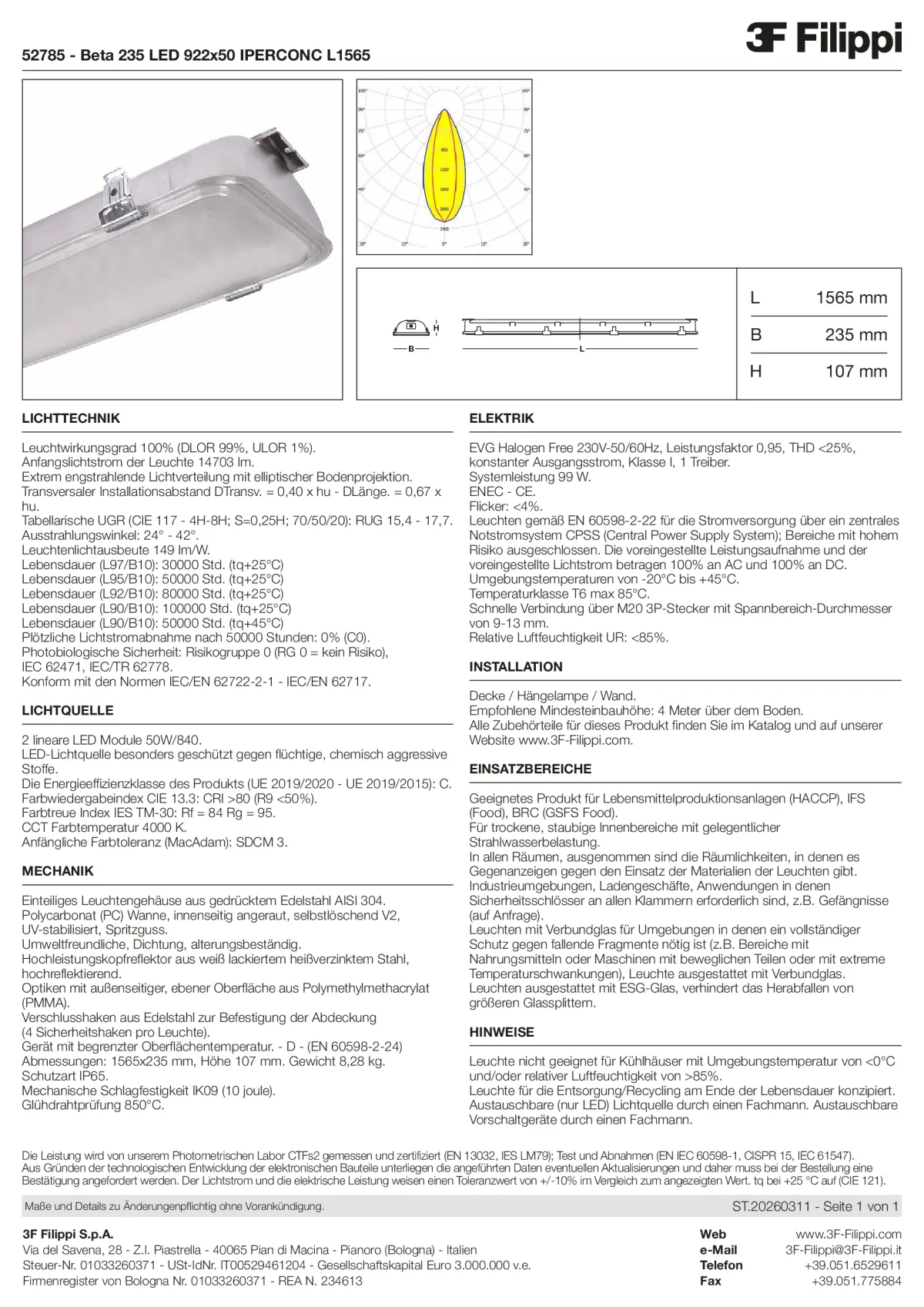 52785 - Beta 235 LED 922x50 IPERCONC L1565 - Datasheet - de