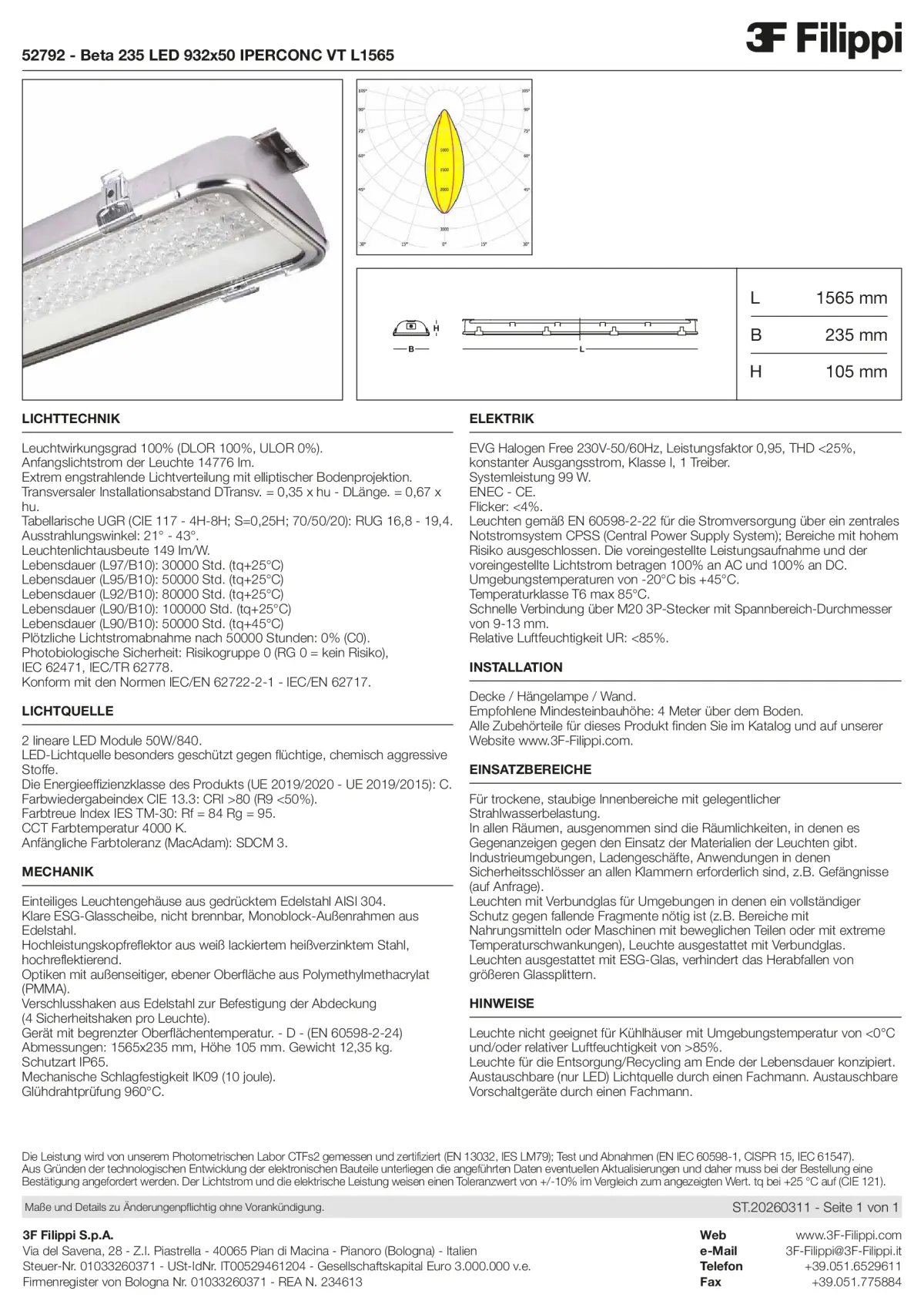 52792 - Beta 235 LED 932x50 IPERCONC VT L1565 - Datasheet - de