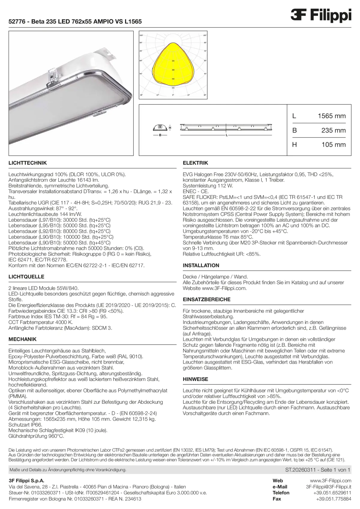 52776 - Beta 235 LED 762x55 AMPIO VS L1565 - Datasheet - de
