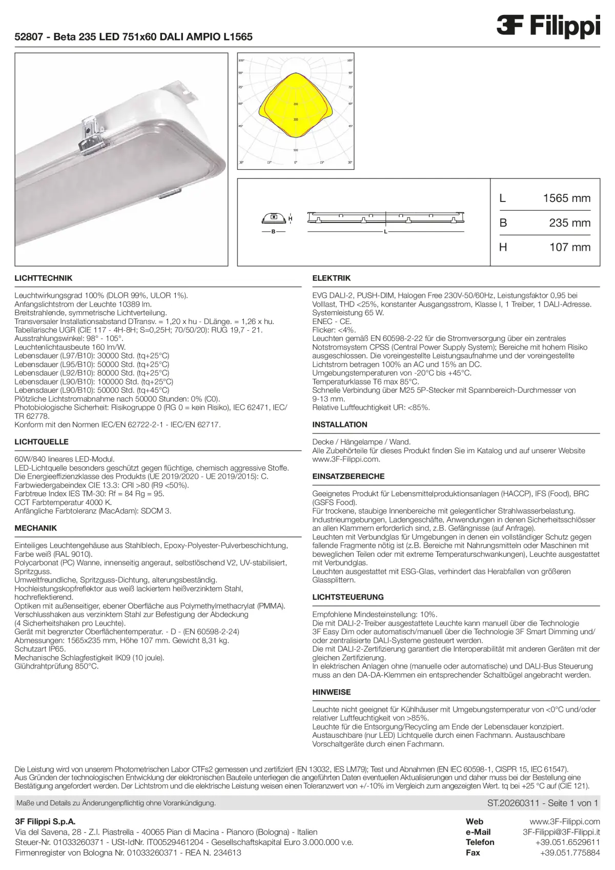 52807 - Beta 235 LED 751x60 DALI AMPIO L1565 - Datasheet - de