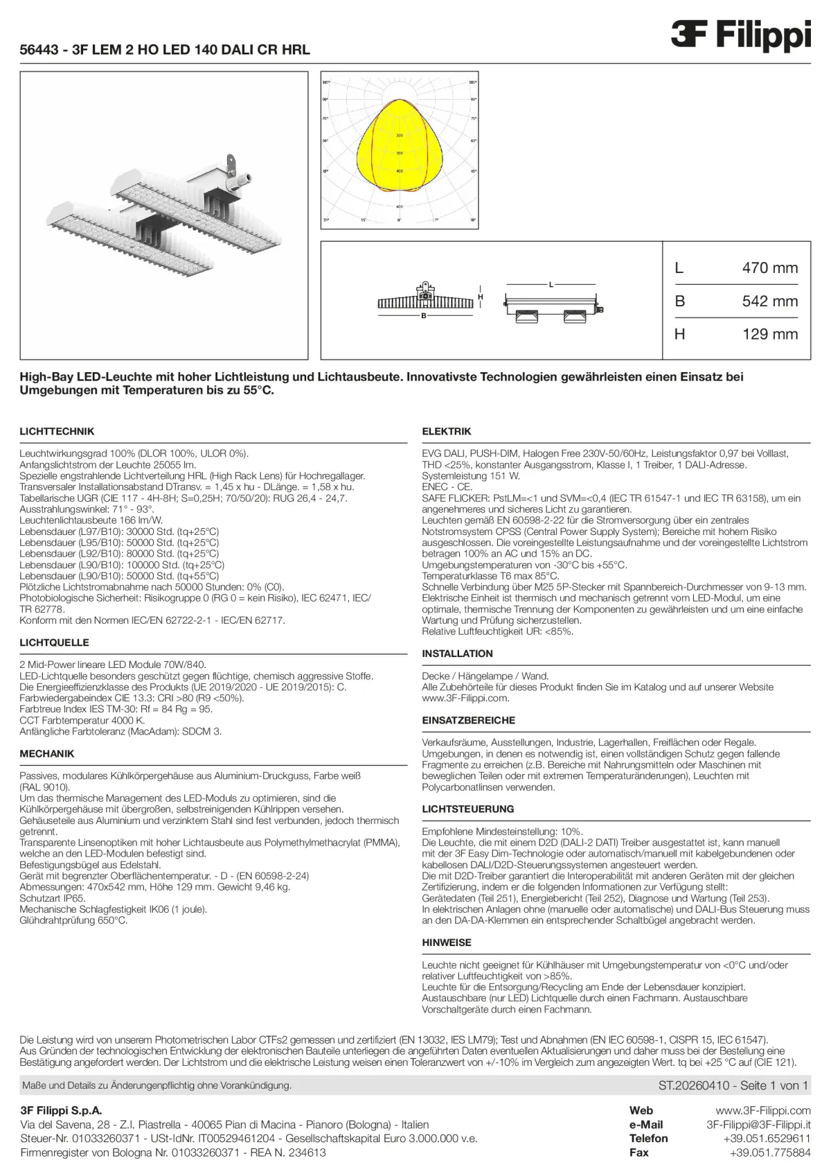 56443 - 3F LEM 2 HO LED 140 DALI CR HRL - Datasheet - de