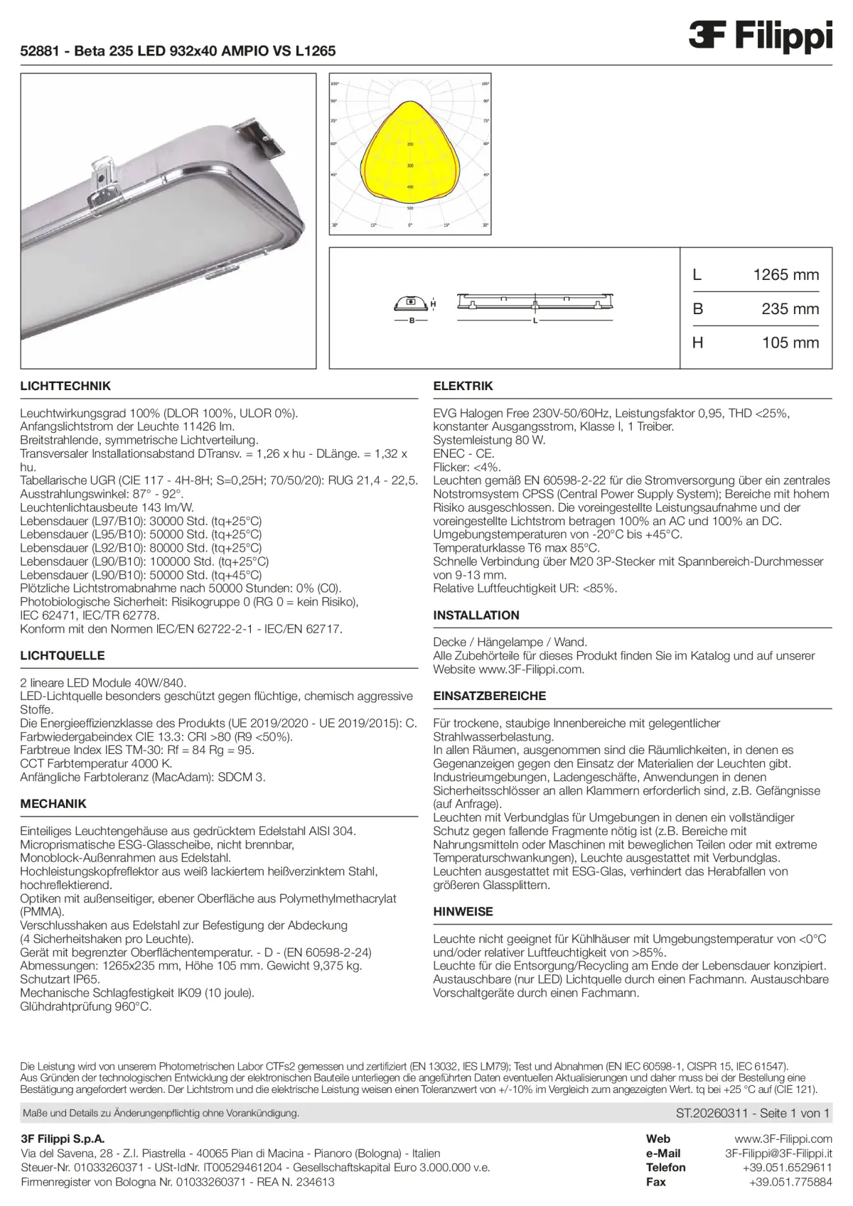 52881 - Beta 235 LED 932x40 AMPIO VS L1265 - Datasheet - de