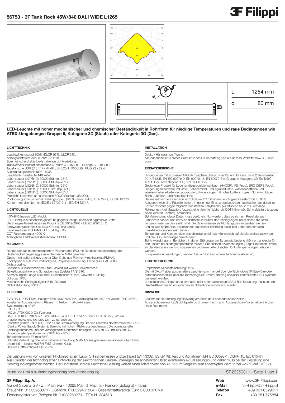 56753 - 3F Tank Rock 45W-840 DALI WIDE L1265 - Datasheet - de