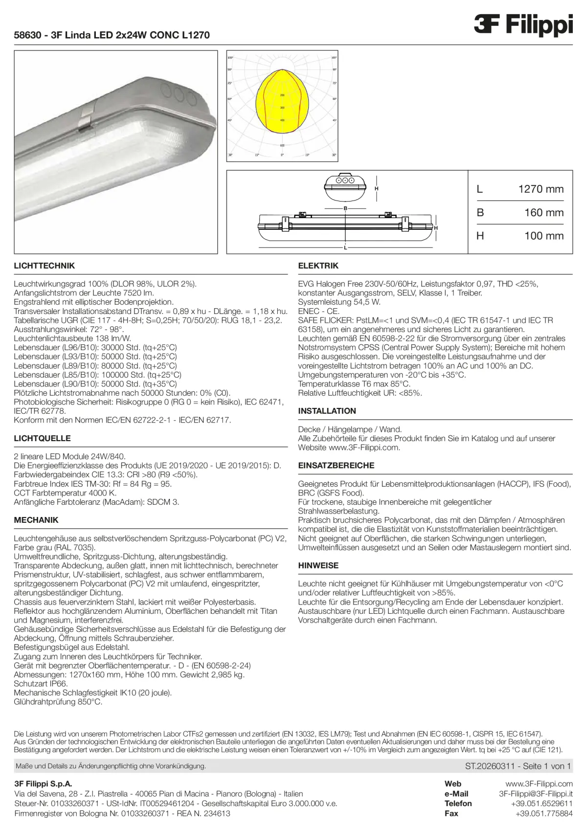 58630 - 3F Linda LED 2x24W CONC L1270 - Datasheet - de