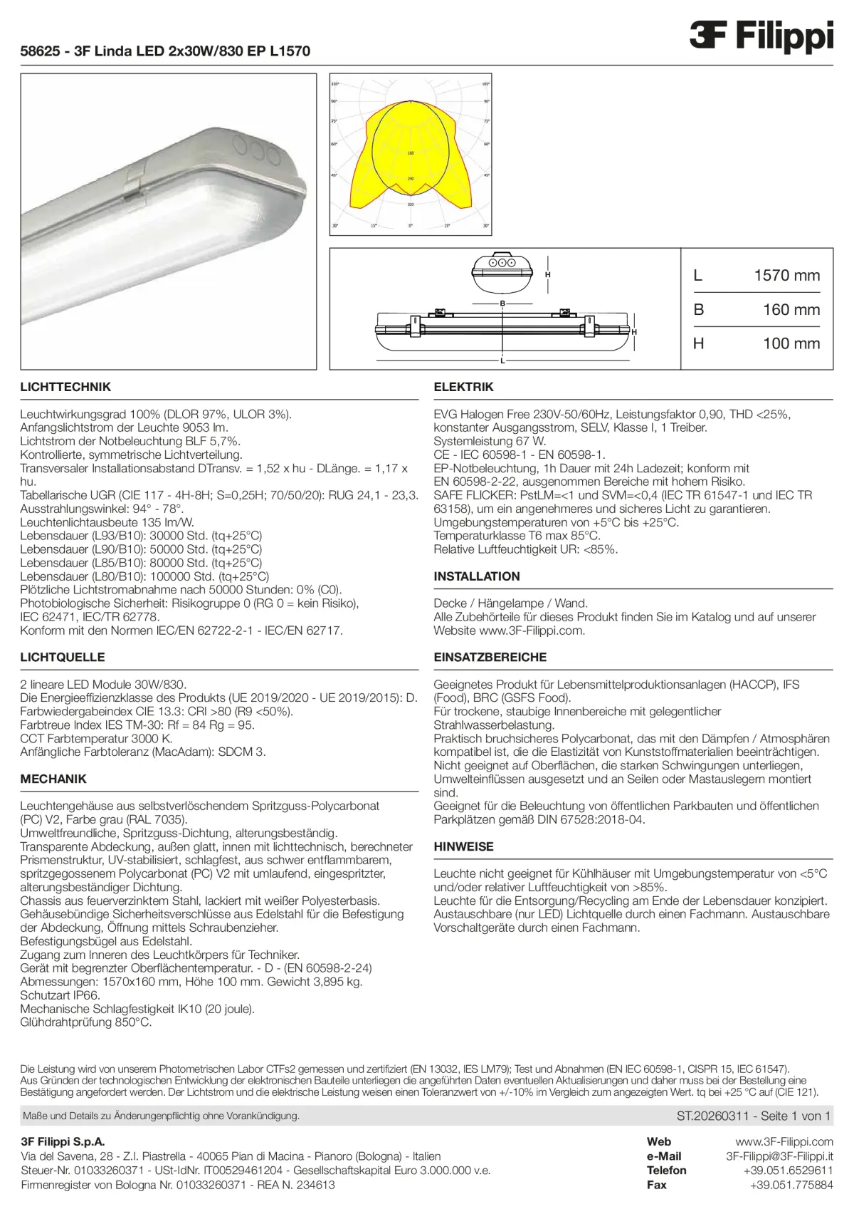 58625 - 3F Linda LED 2x30W-830 EP L1570 - Datasheet - de