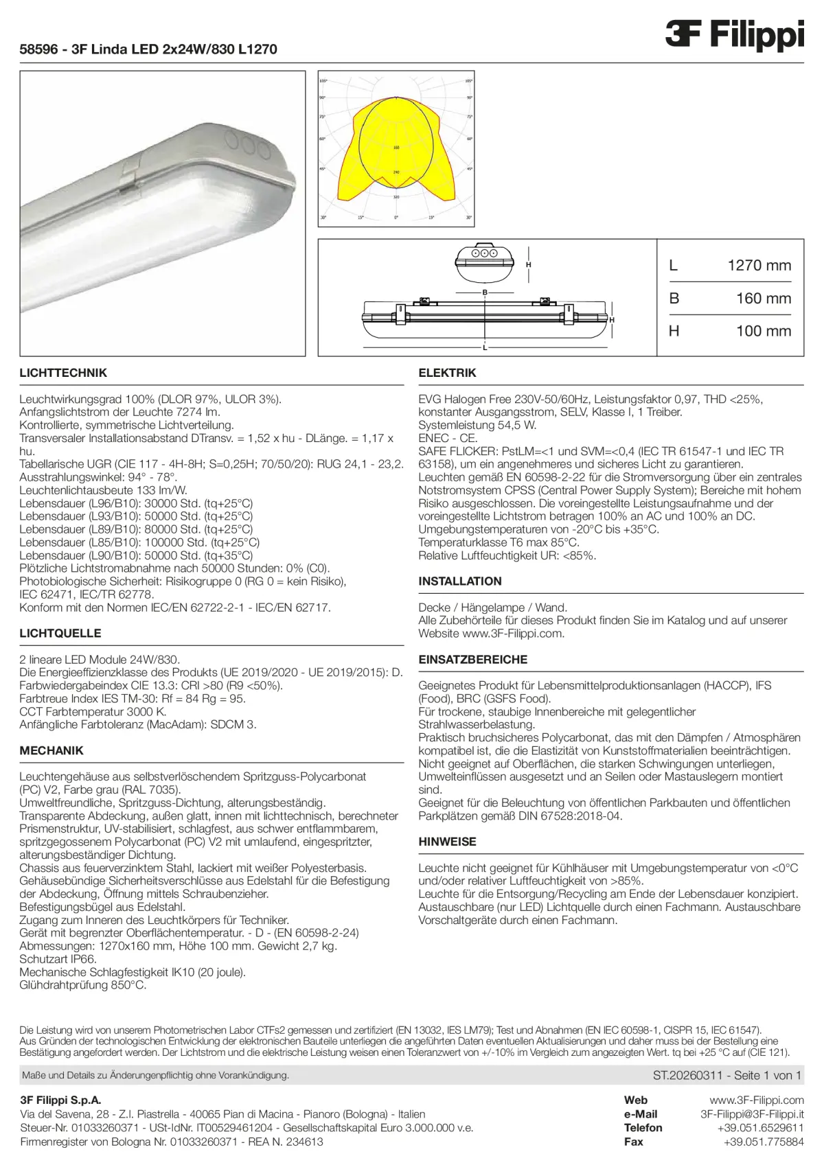 58596 - 3F Linda LED 2x24W-830 L1270 - Datasheet - de
