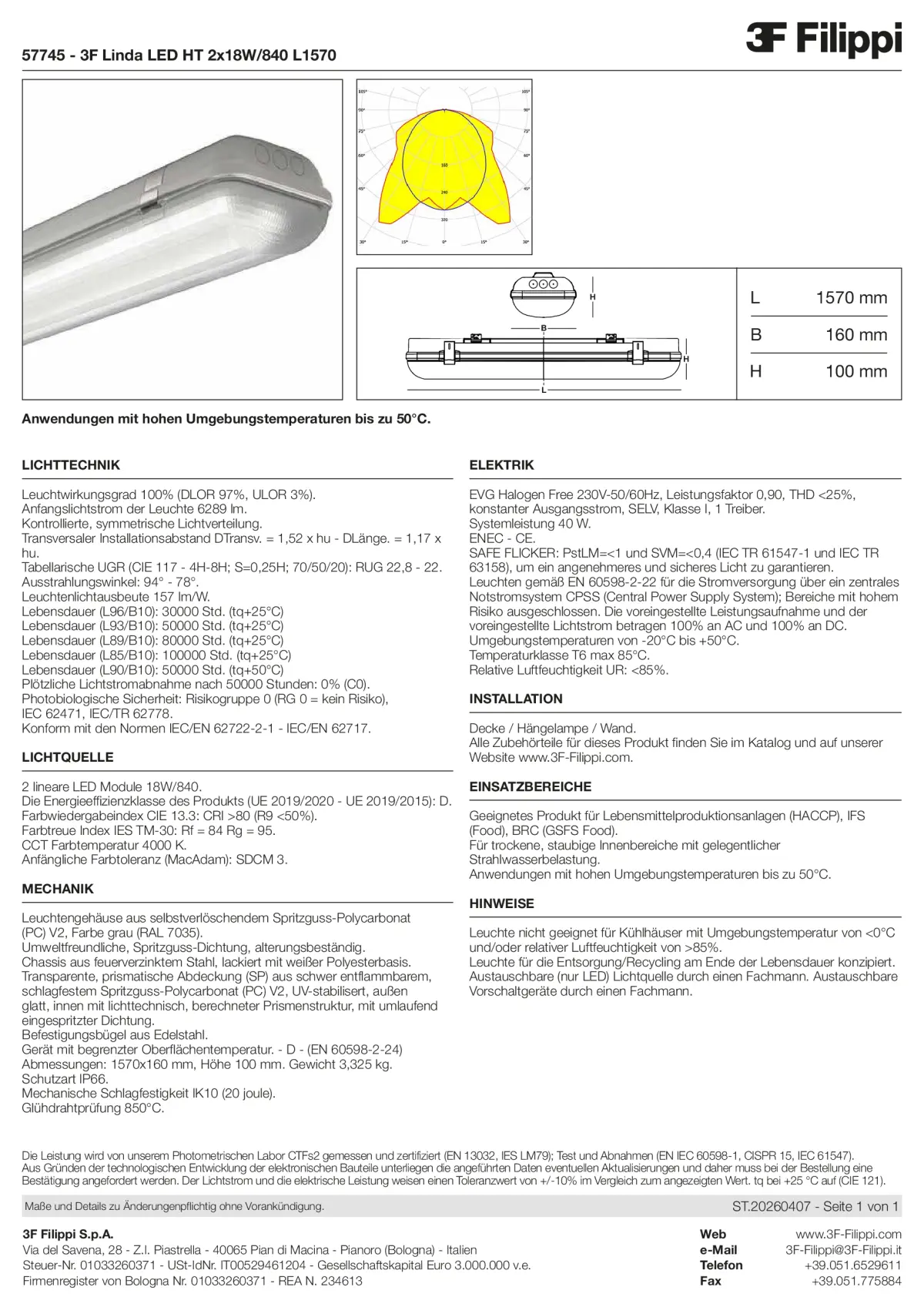 57745 - 3F Linda LED HT 2x18W-840 L1570 - Datasheet - de
