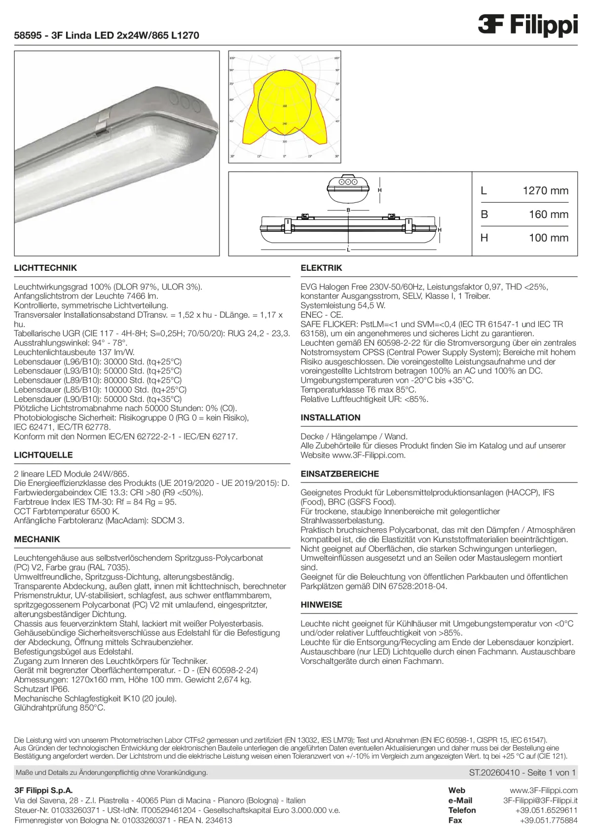 58595 - 3F Linda LED 2x24W-865 L1270 - Datasheet - de