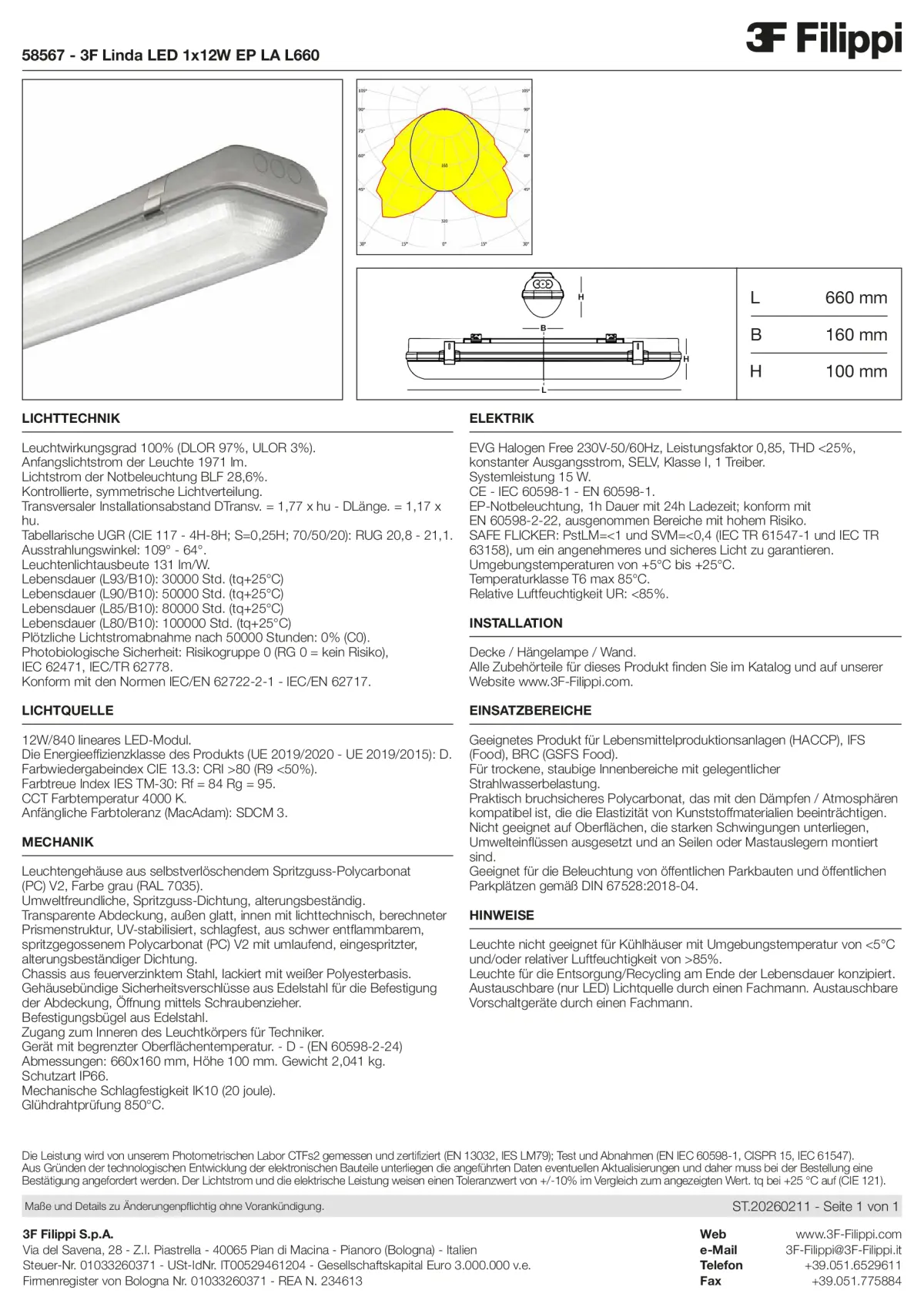 58567 - 3F Linda LED 1x12W EP LA L660 - Datasheet - de