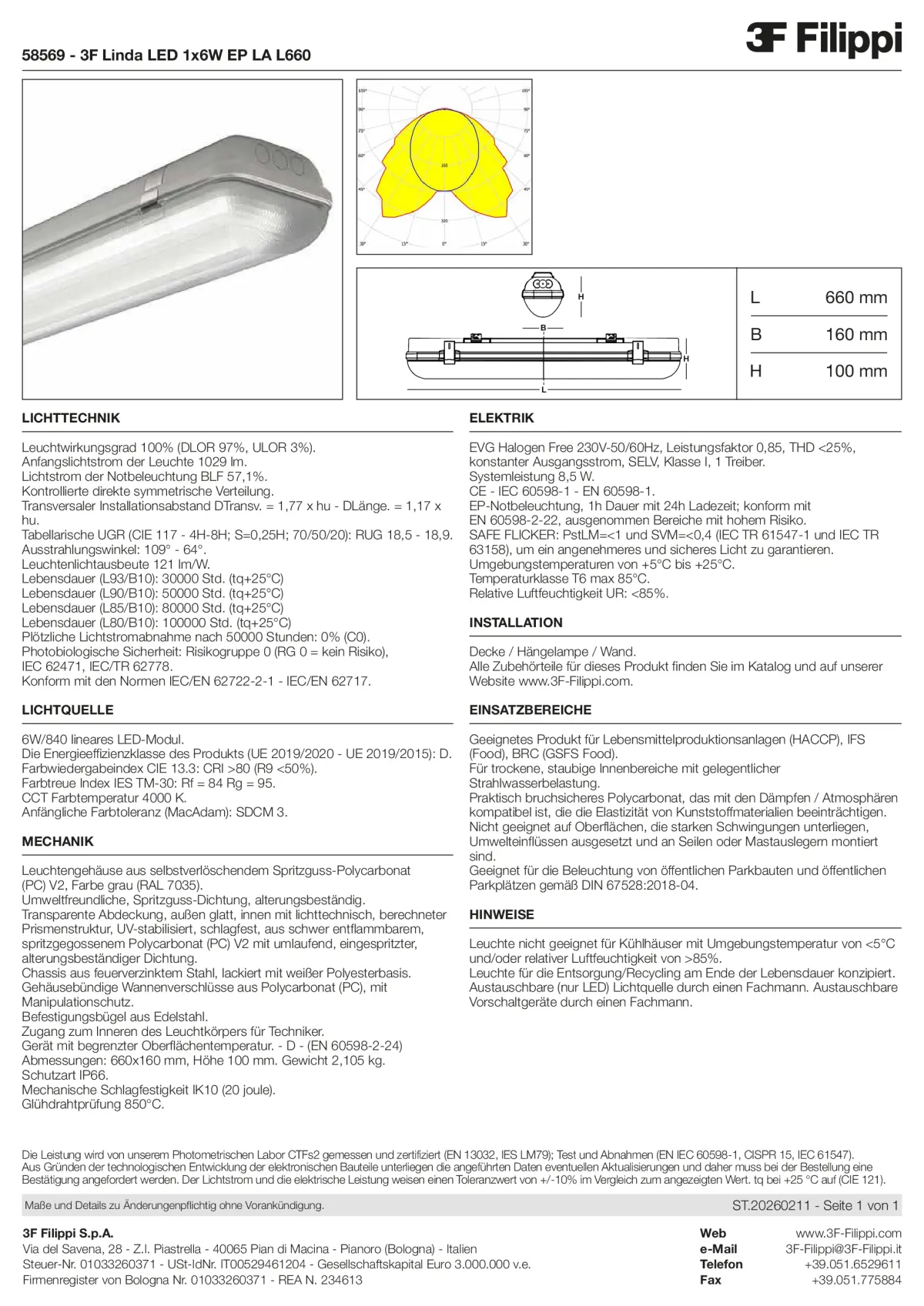 58569 - 3F Linda LED 1x6W EP LA L660 - Datasheet - de