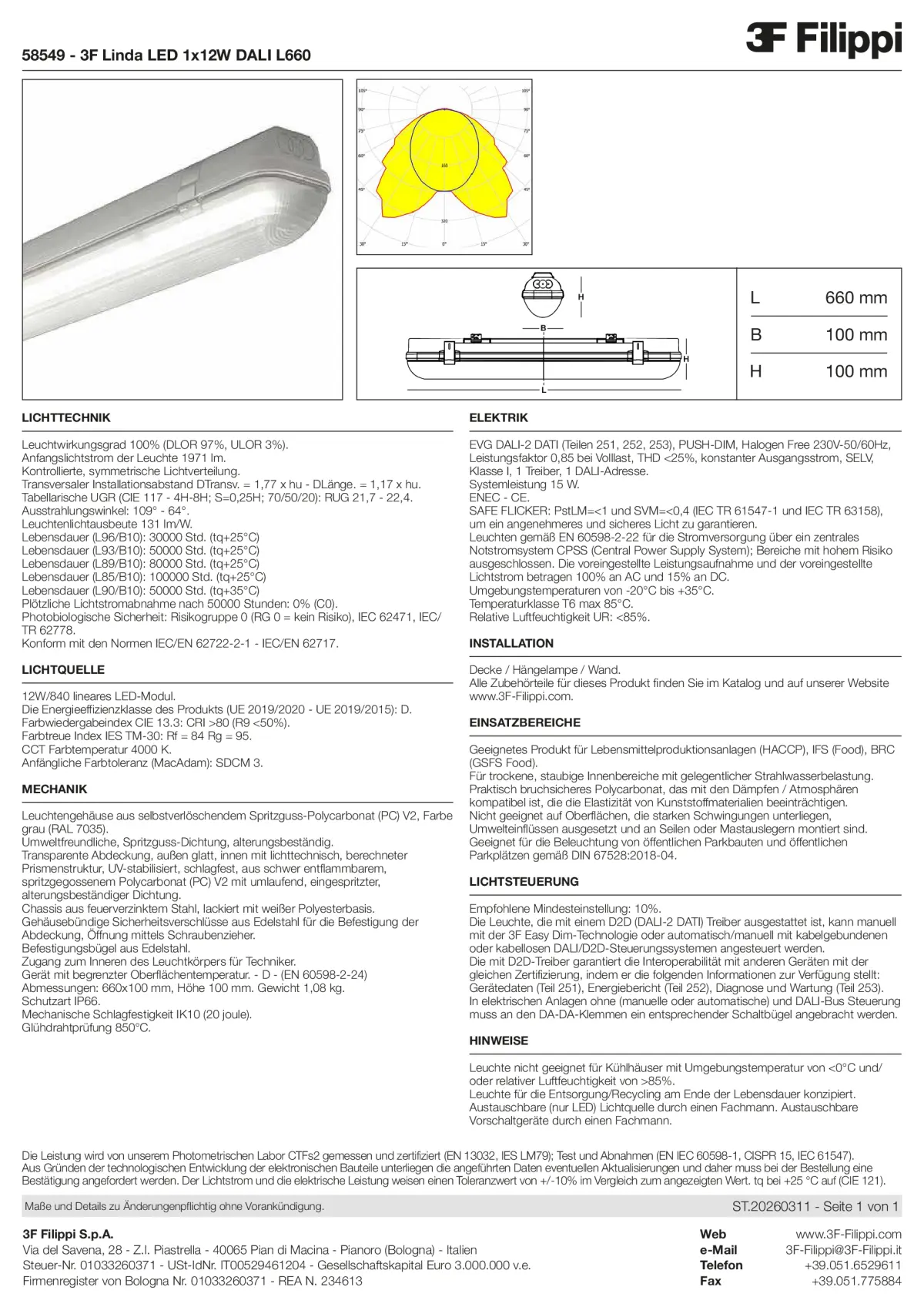 58549 - 3F Linda LED 1x12W DALI L660 - Datasheet - de
