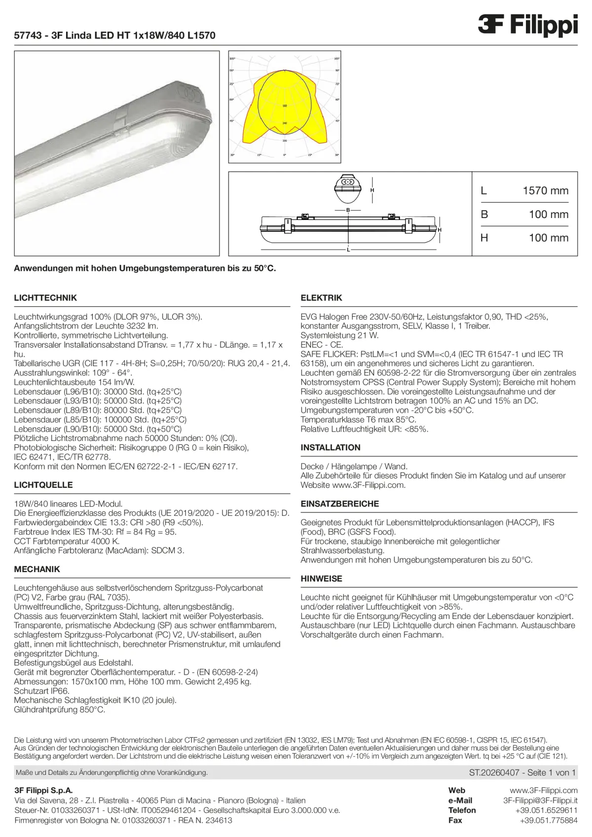 57743 - 3F Linda LED HT 1x18W-840 L1570 - Datasheet - de
