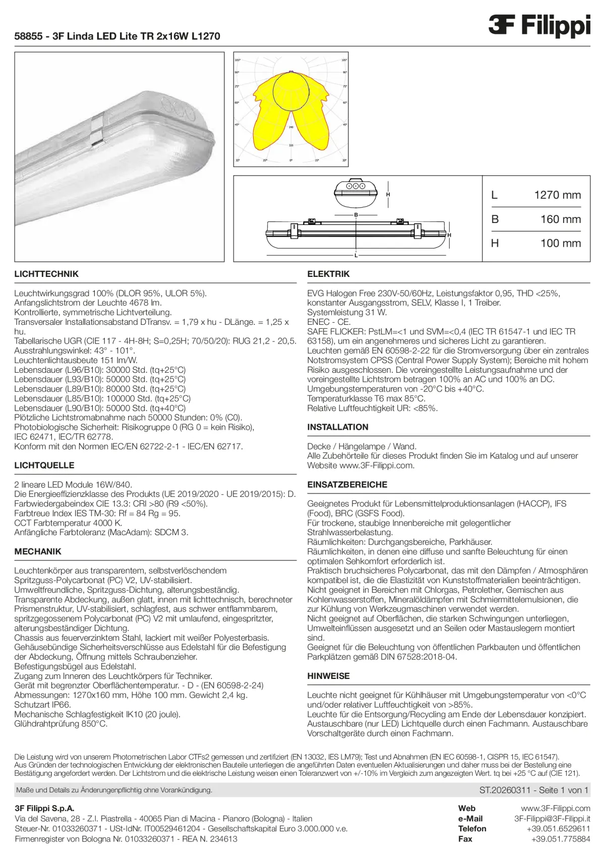 58855 - 3F Linda LED Lite TR 2x16W L1270 - Datasheet - de