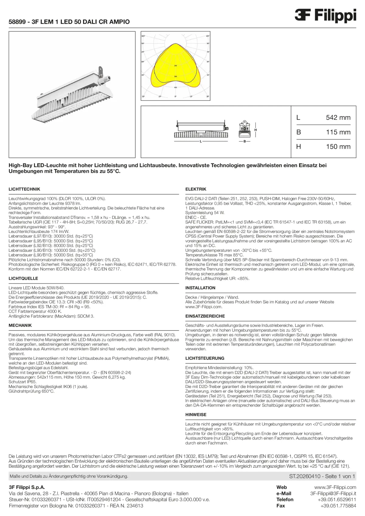 58899 - 3F LEM 1 LED 50 DALI CR AMPIO - Datasheet - de