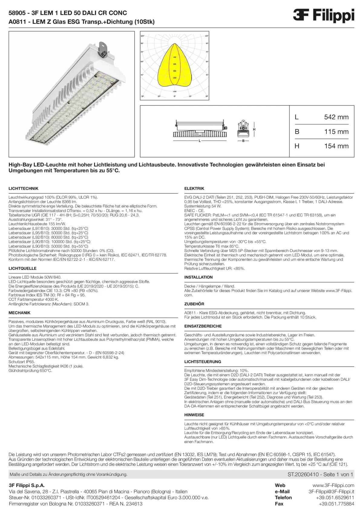 58905+A0811 - 3F LEM 1 LED 50 DALI CR CONC + VT - Datasheet - de