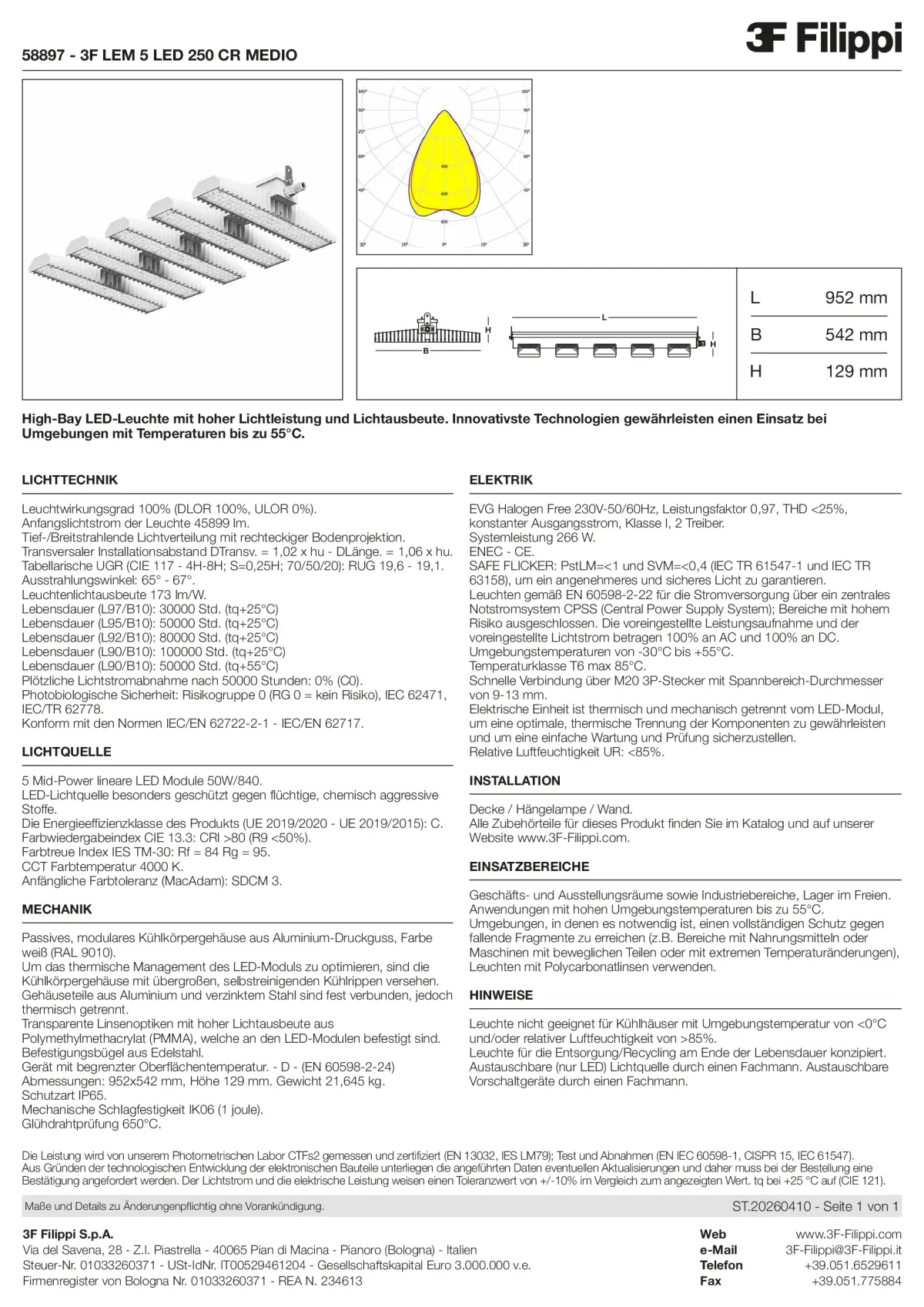 58897 - 3F LEM 5 LED 250 CR MEDIO - Datasheet - de