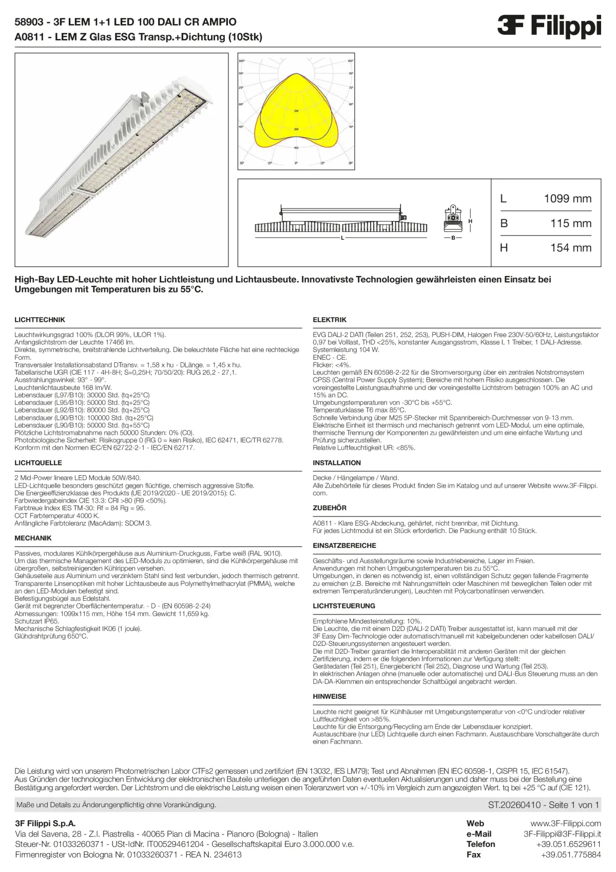 58903+A0811 - 3F LEM 1+1 LED 100 DALI CR AMPIO + VT - Datasheet - de