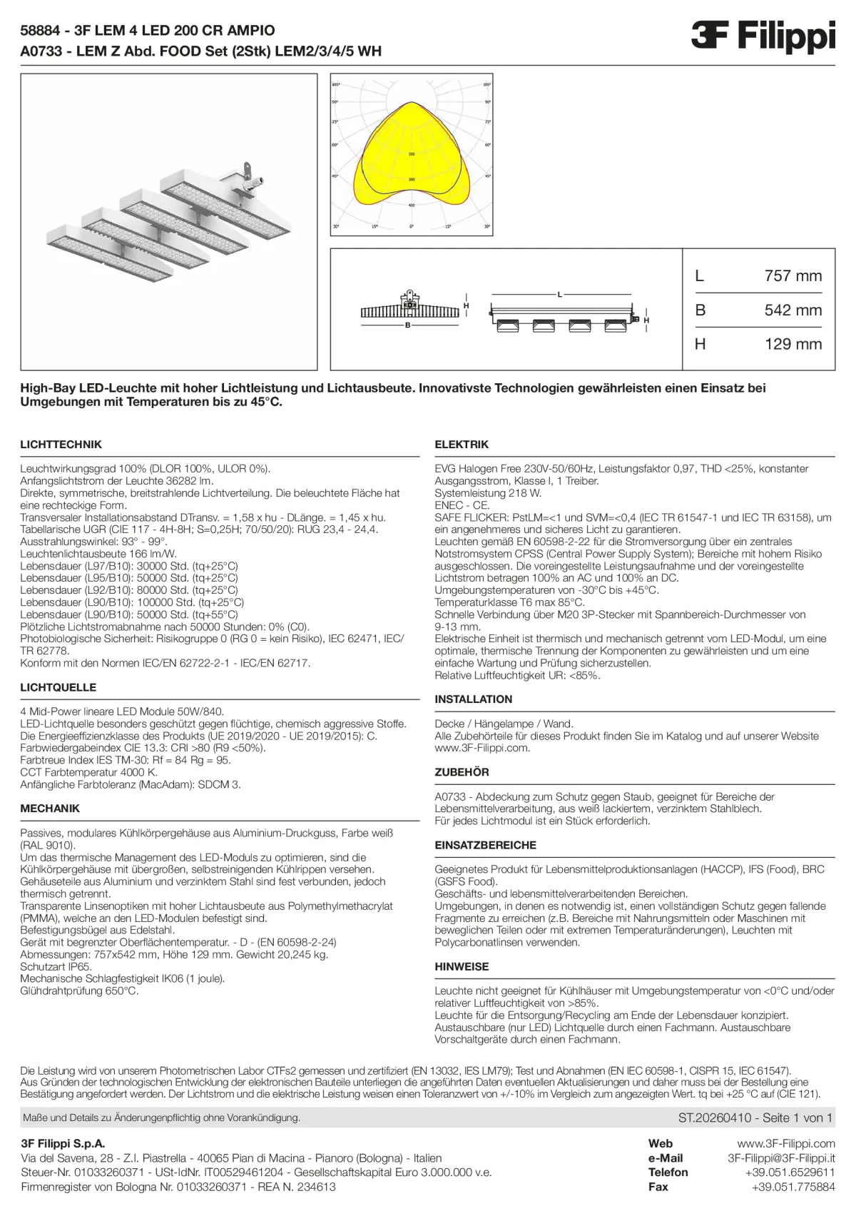 58884+A0733 - 3F LEM 4 LED 200 CR AMPIO + FOOD - Datasheet - de
