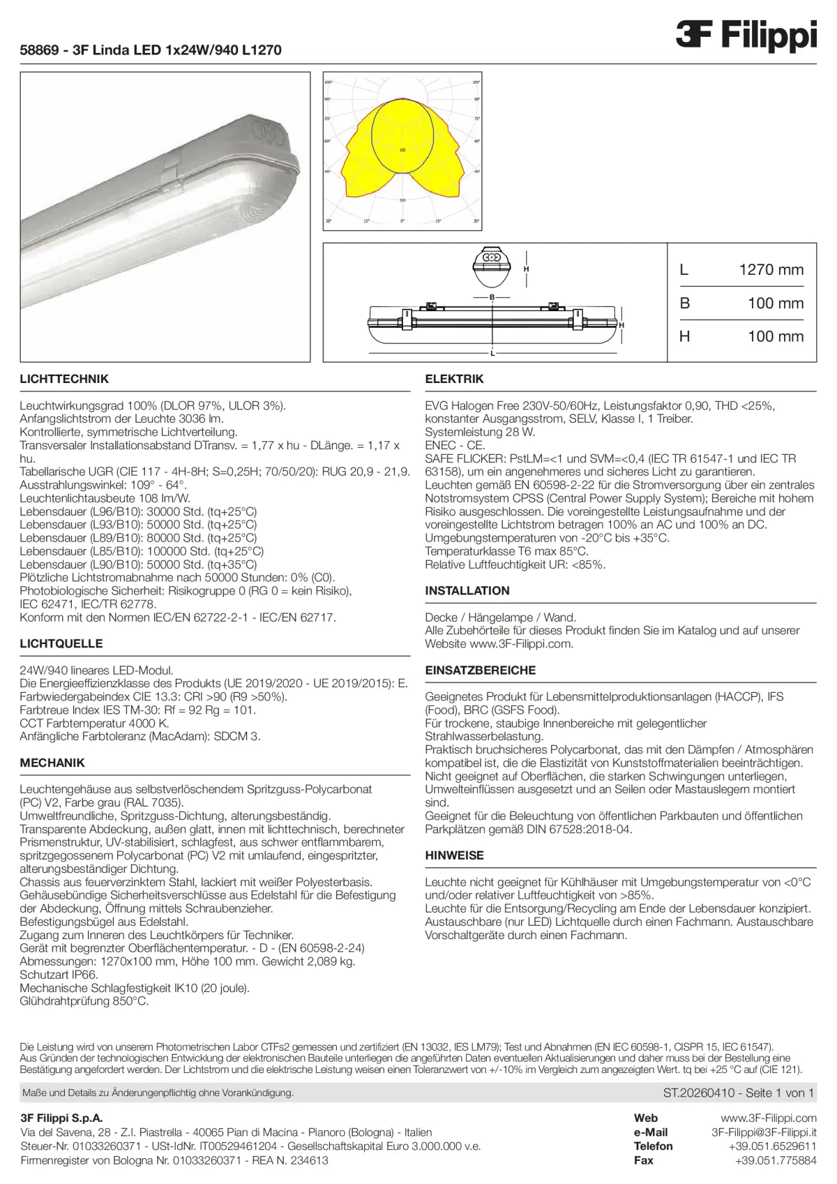 58869 - 3F Linda LED 1x24W-940 L1270 - Datasheet - de