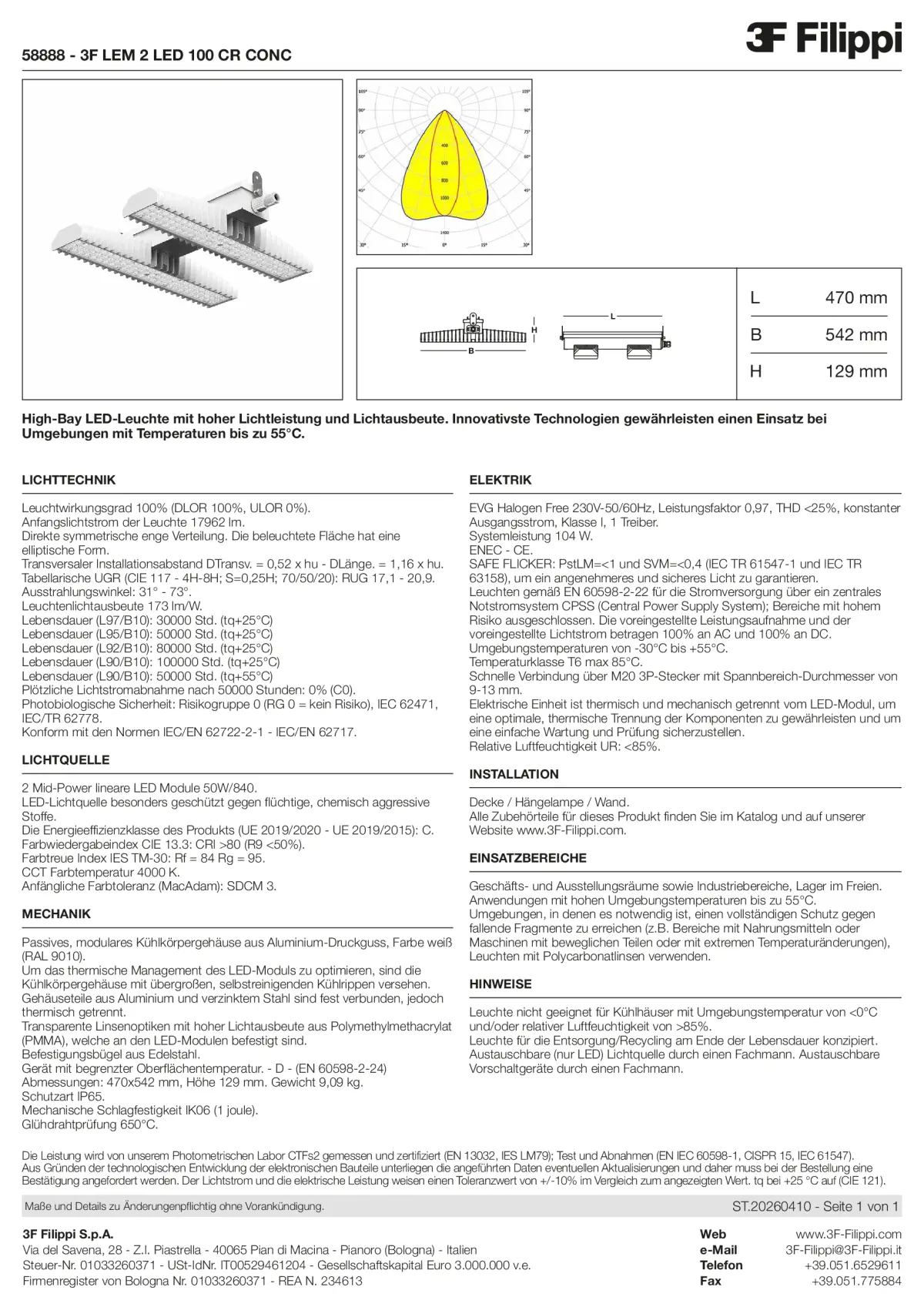 58888 - 3F LEM 2 LED 100 CR CONC - Datasheet - de