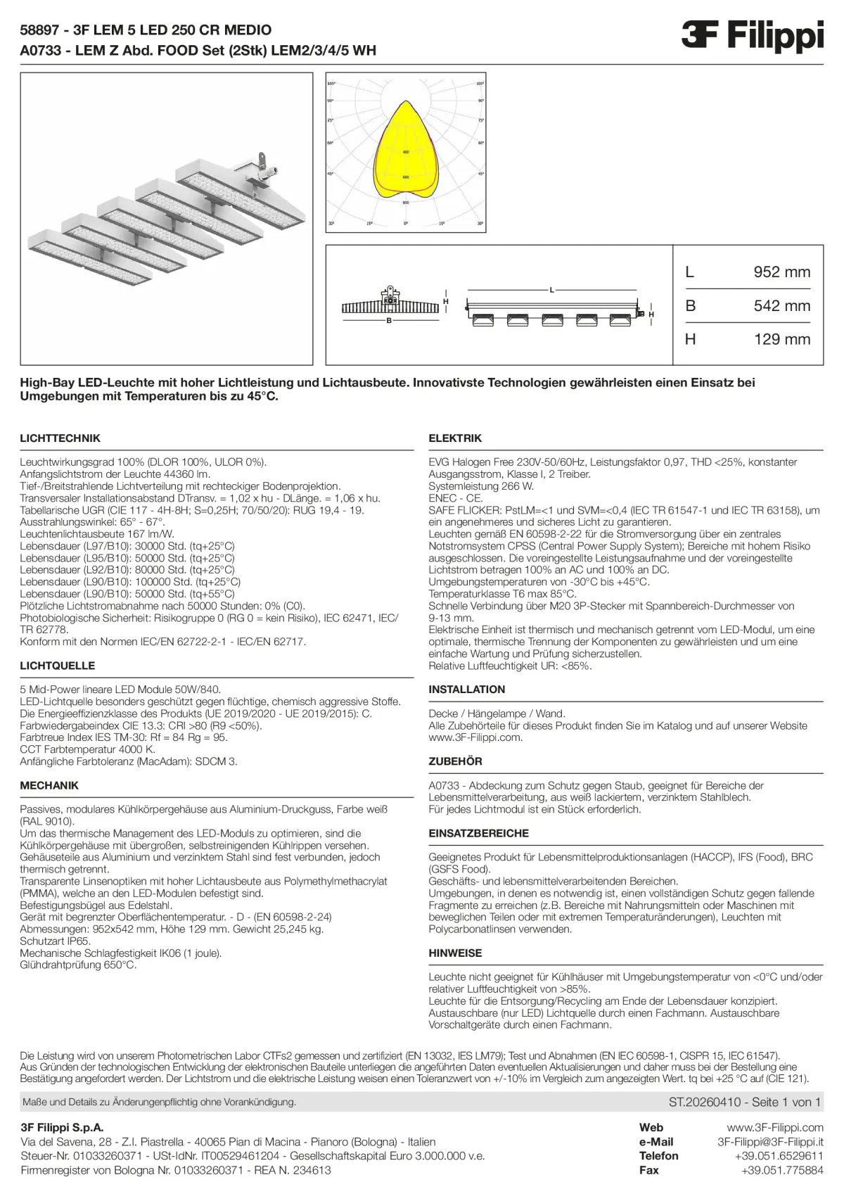 58897+A0733 - 3F LEM 5 LED 250 CR MEDIO + FOOD - Datasheet - de
