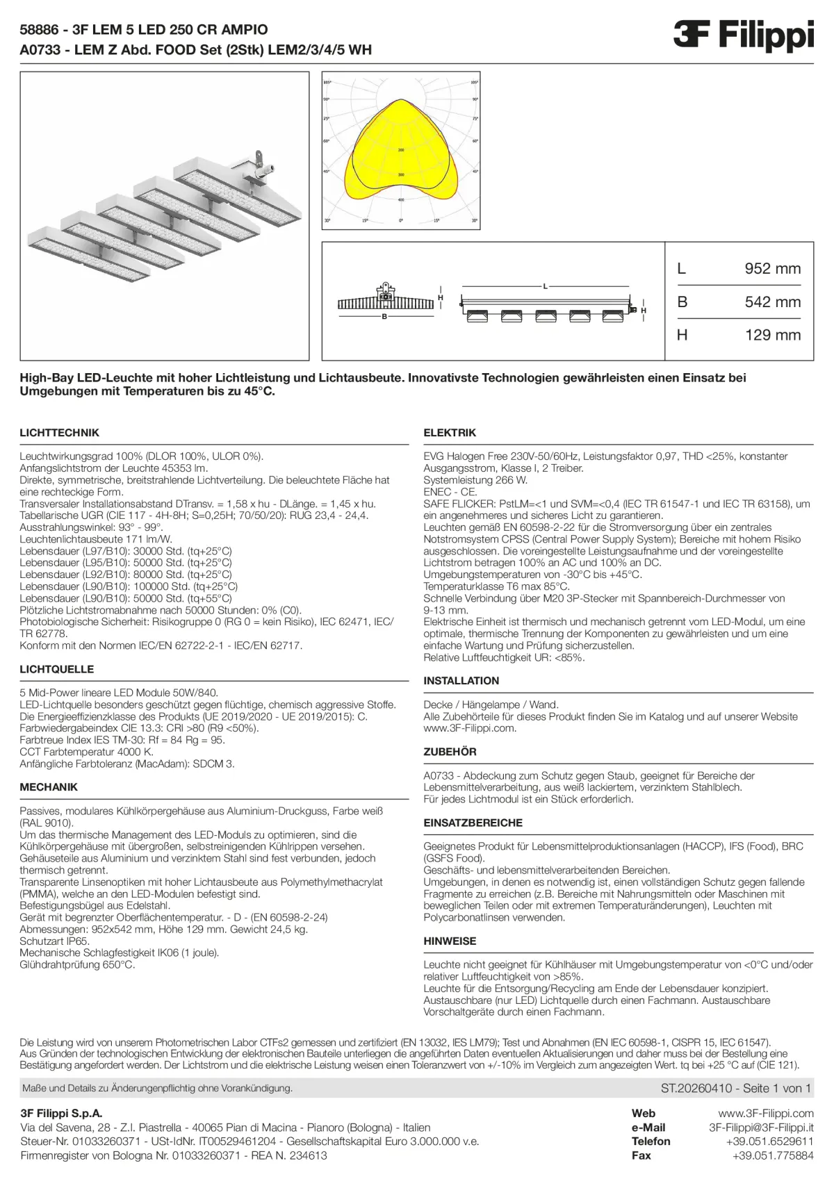 58886+A0733 - 3F LEM 5 LED 250 CR AMPIO + FOOD - Datasheet - de