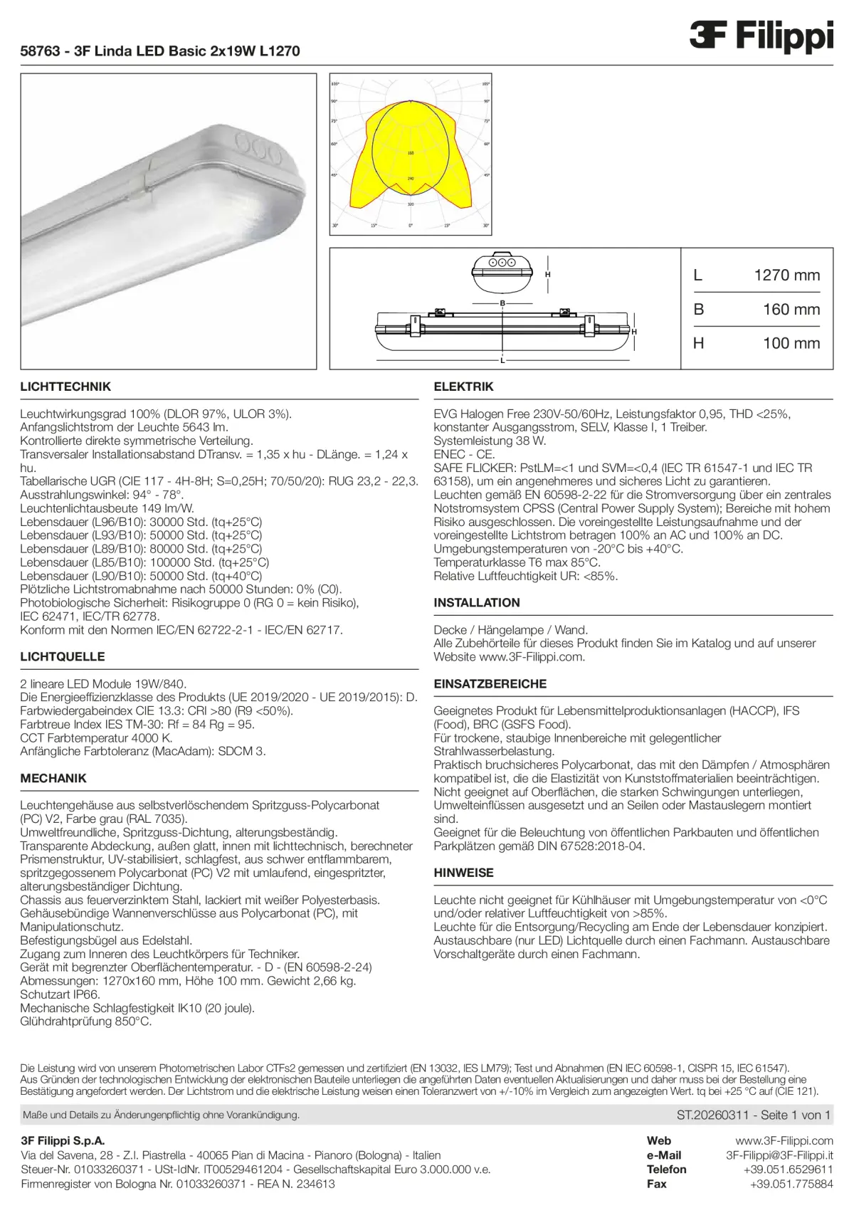 58763 - 3F Linda LED Basic 2x19W L1270 - Datasheet - de