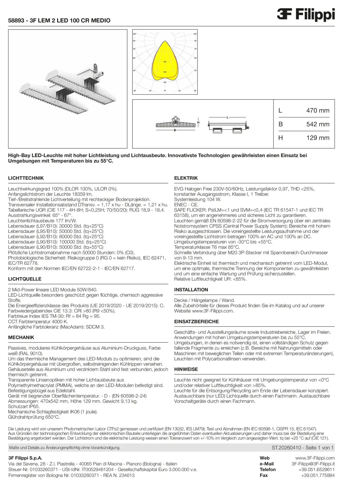 58893 - 3F LEM 2 LED 100 CR MEDIO - Datasheet - de