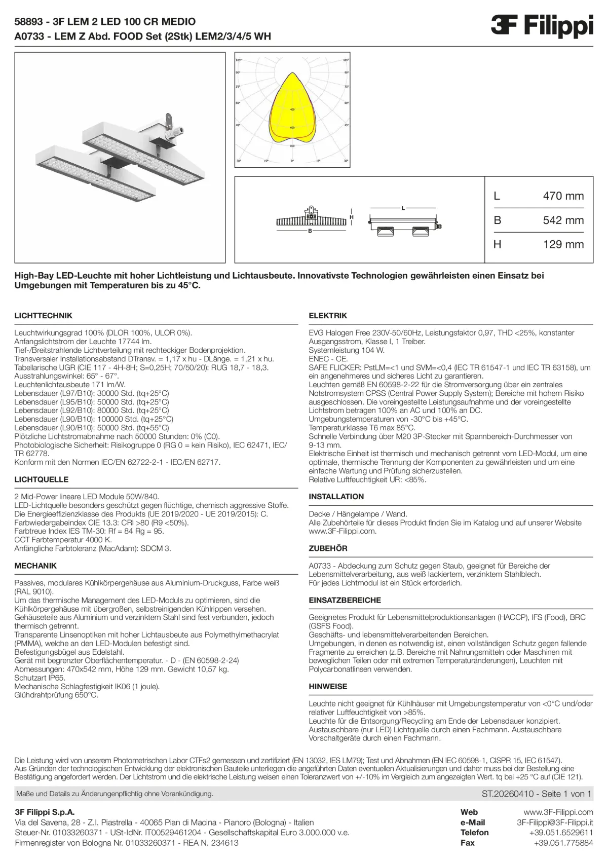 58893+A0733 - 3F LEM 2 LED 100 CR MEDIO + FOOD - Datasheet - de