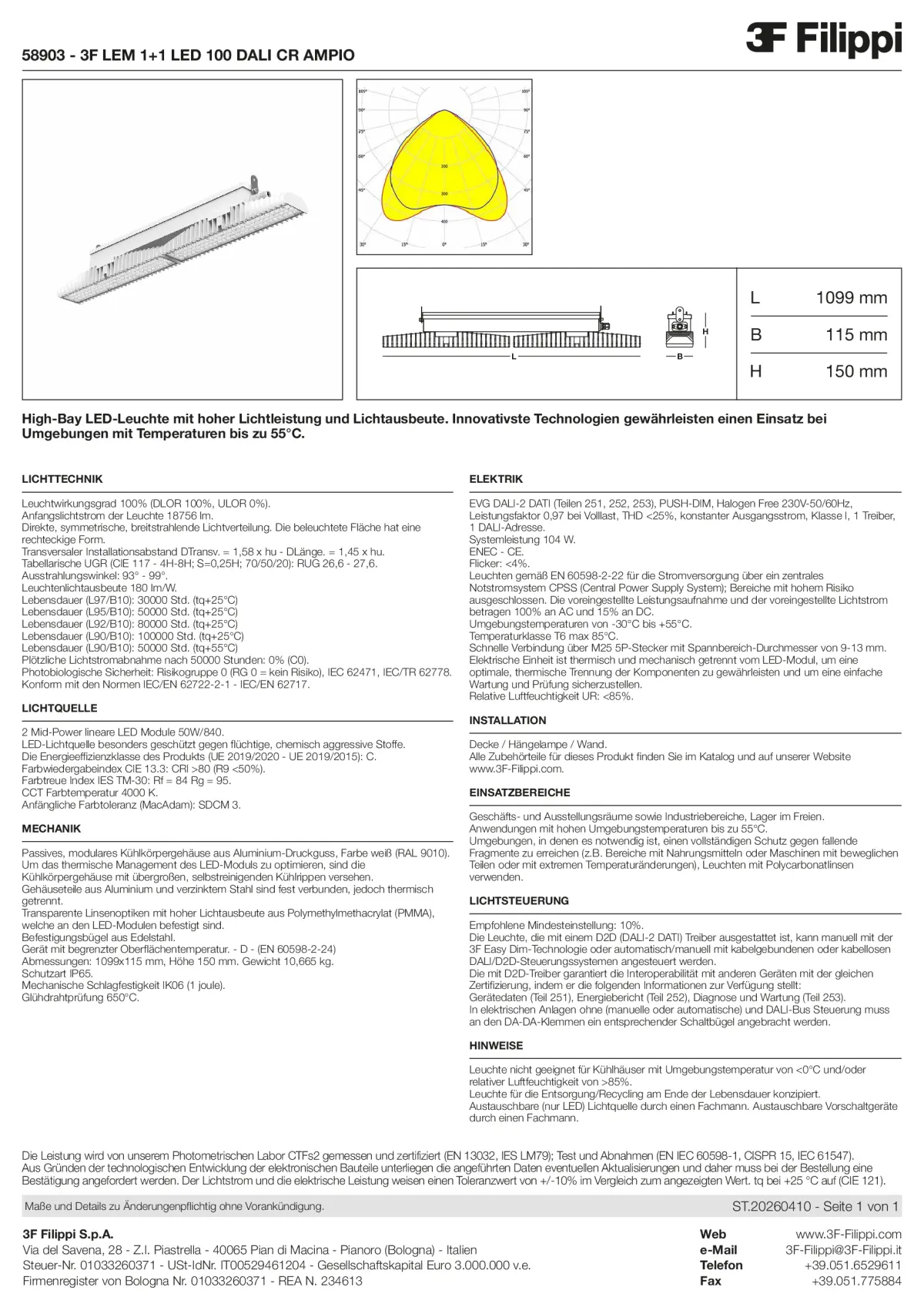 58903 - 3F LEM 1+1 LED 100 DALI CR AMPIO - Datasheet - de